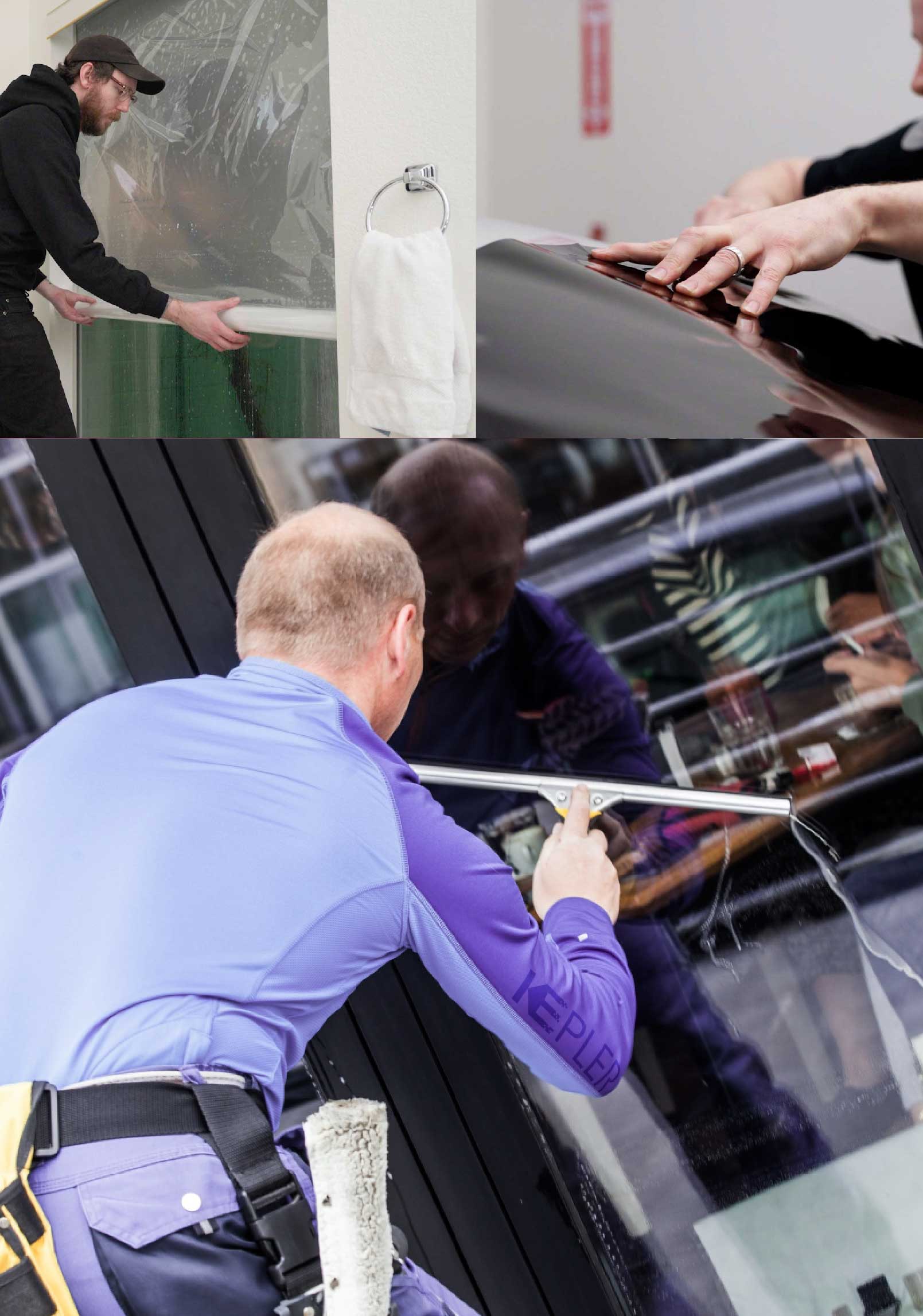 Kepler Professional Applying Anti-Graffiti Window Film to a Bismarck Shop Front
