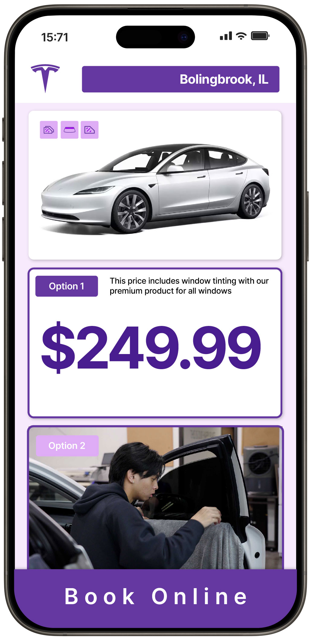 View Competitive Tesla Window Tinting Prices in Bolingbrook, Illinois