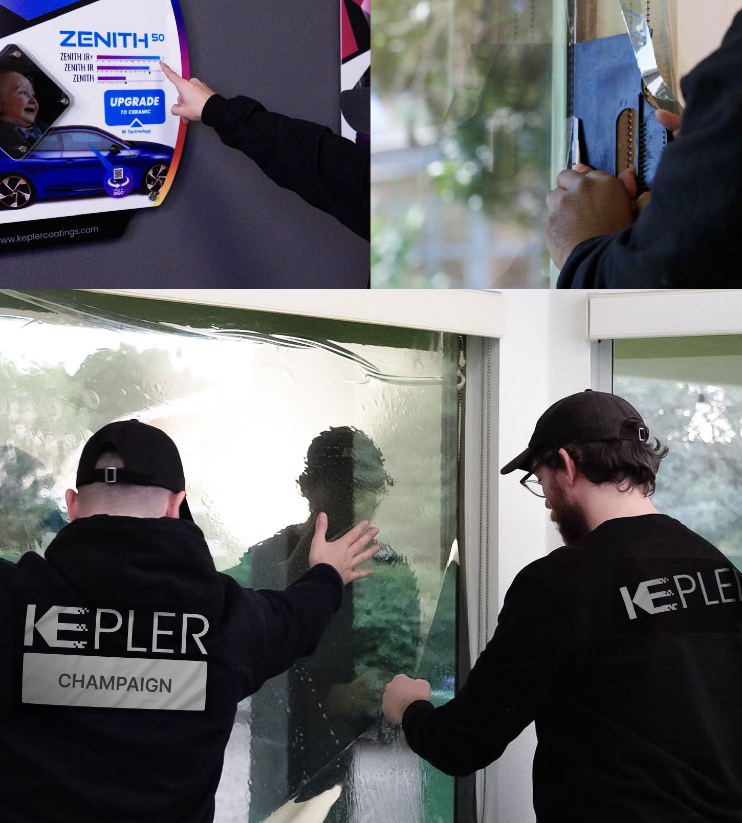 Kepler Technician Fitting Advanced Window Tint to Home in Champaign
