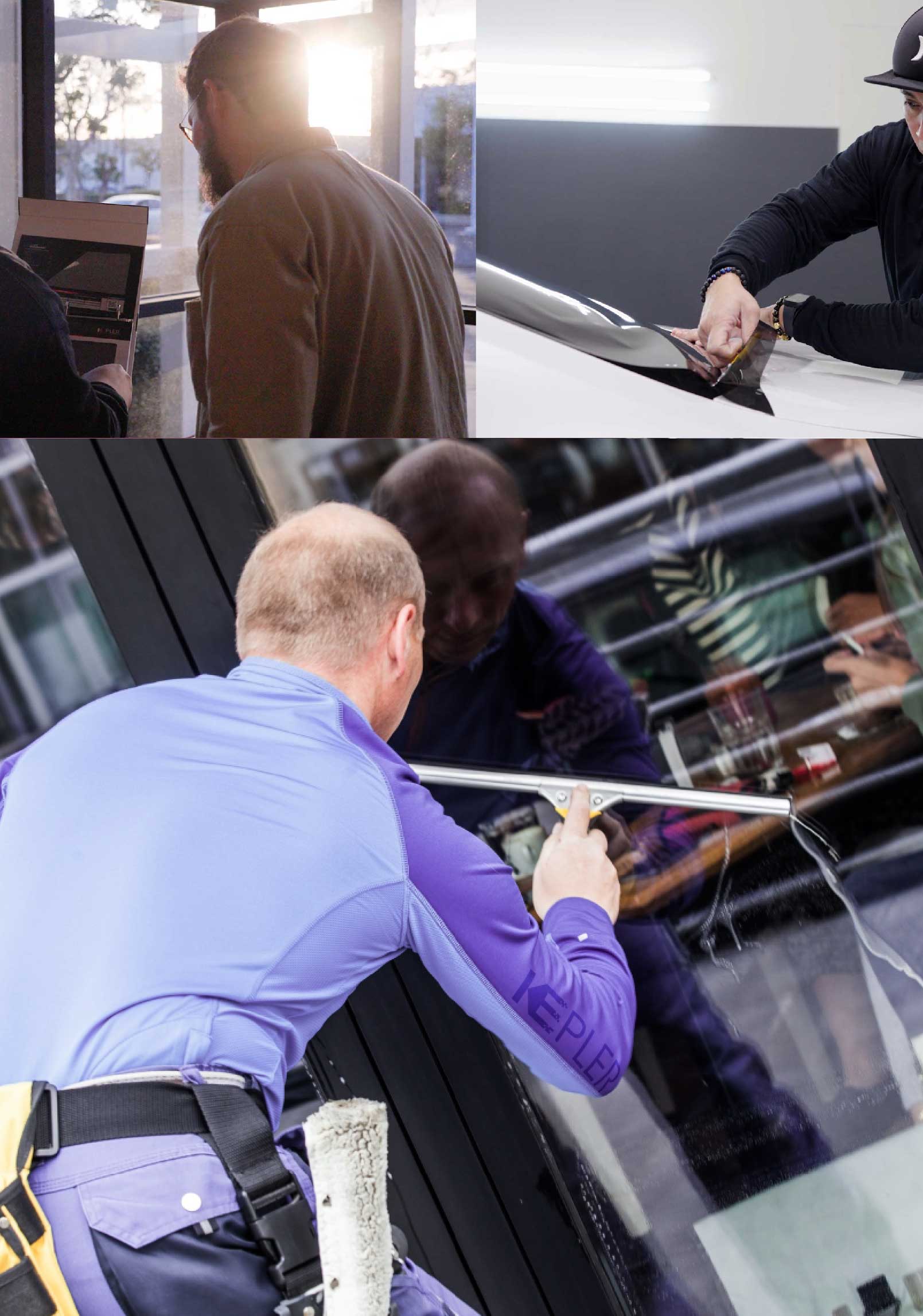 Kepler Professional Applying Anti-Graffiti Window Film to a Holiday Shop Front