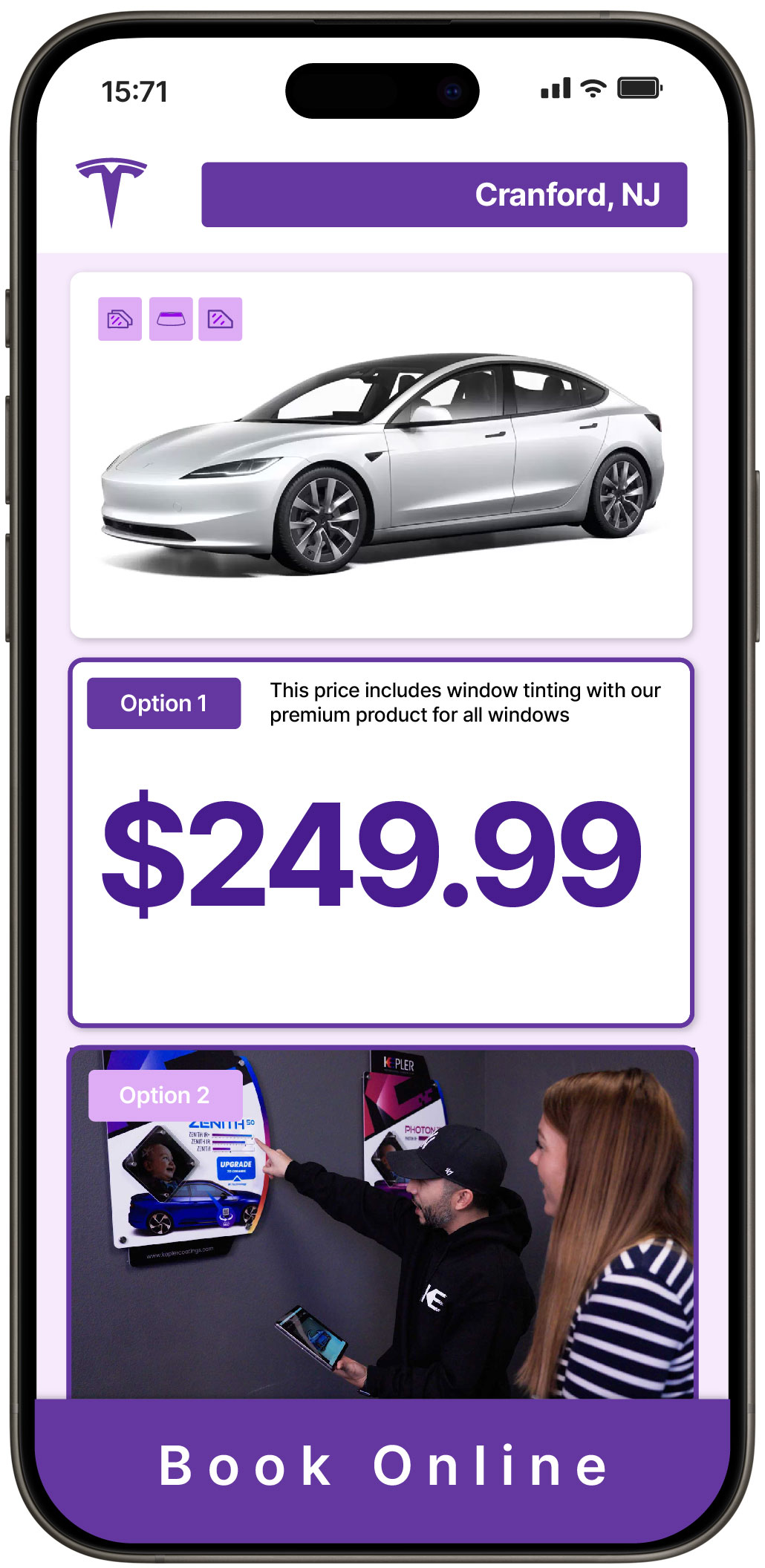 View Competitive Tesla Window Tinting Rates in Cranford, New Jersey