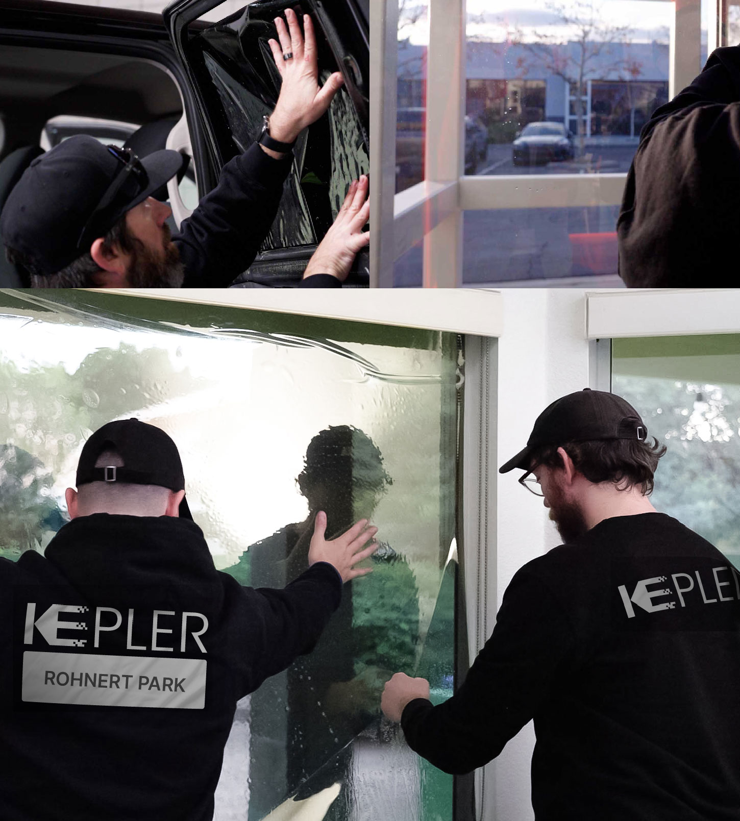Kepler Technician Applying Ceramic Window Tint to Home in Rohnert Park
