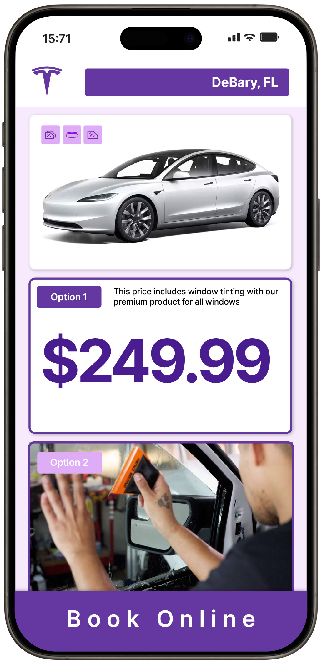 View Reasonable Tesla Window Tinting Prices in DeBary, Florida
