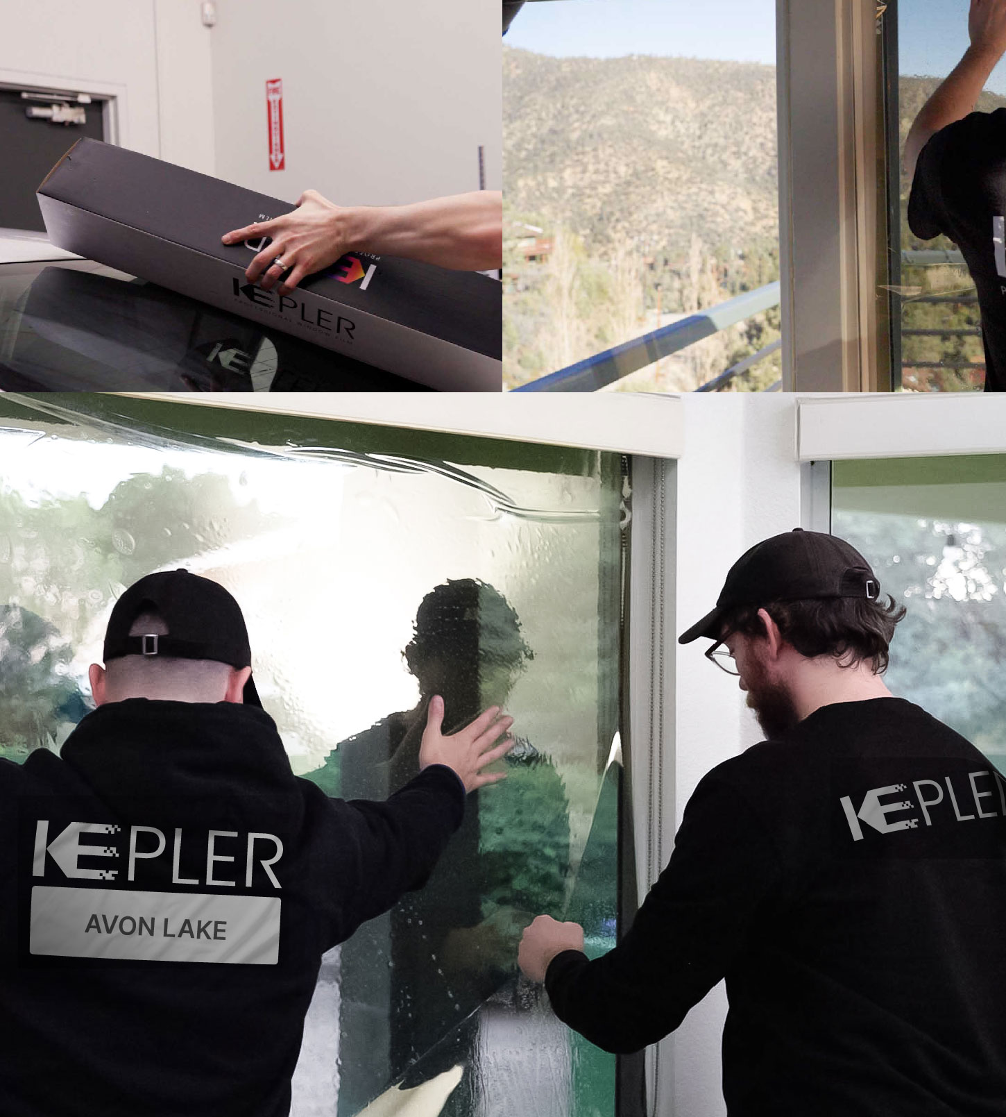 Expert Technician Applying High-tech Window Tint to Home in Avon Lake