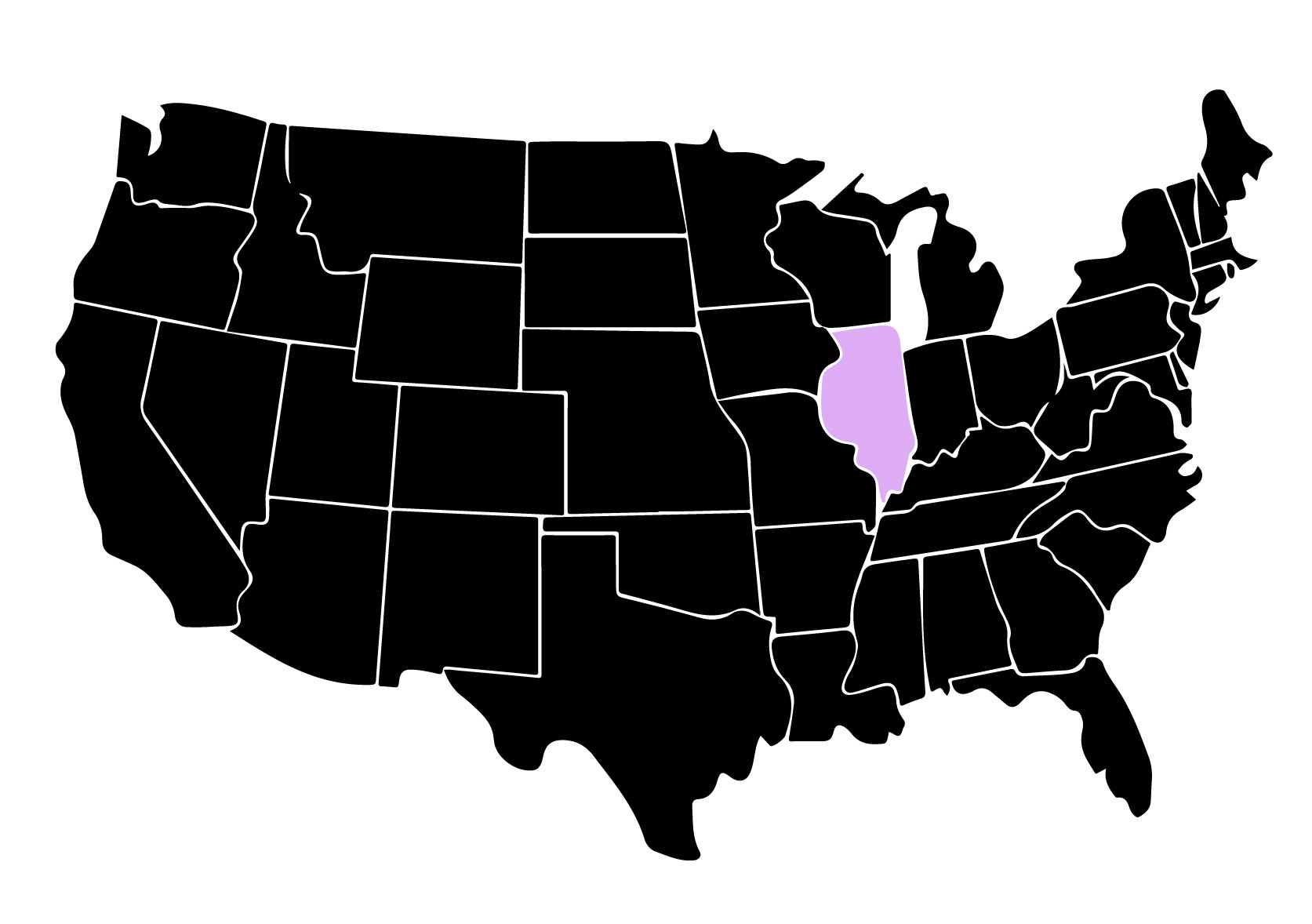 Map Showing Location of Kepler Window Tinters in Lombard, Illinois with Purple Area on the State
