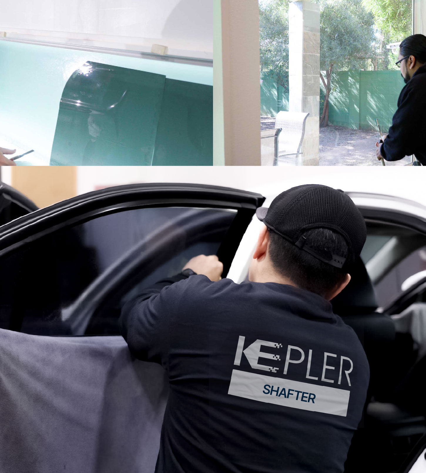 Automotive Window Tinting Expert Applying Film in Shafter, California