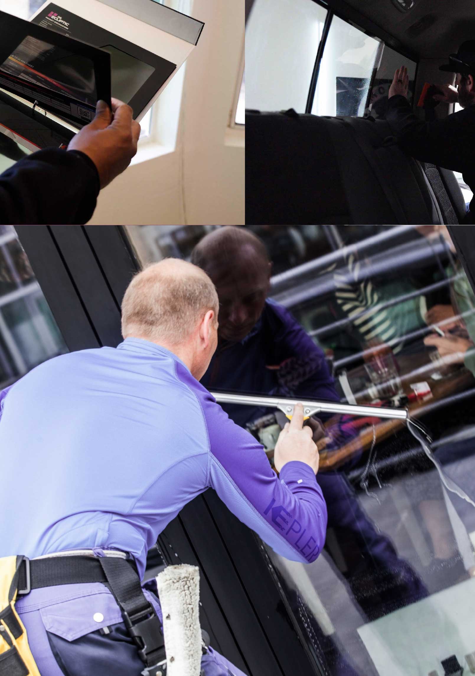 Kepler Skilled Applying Anti-Graffiti Window Film to a Newhall Shop Front