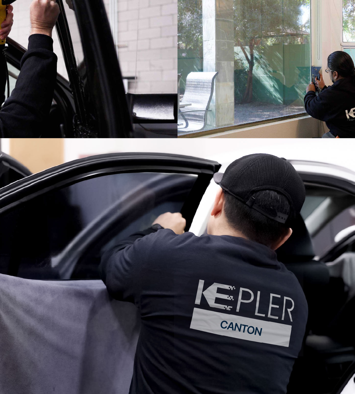 Automotive Window Tinting Expert Applying Film in Canton, Michigan