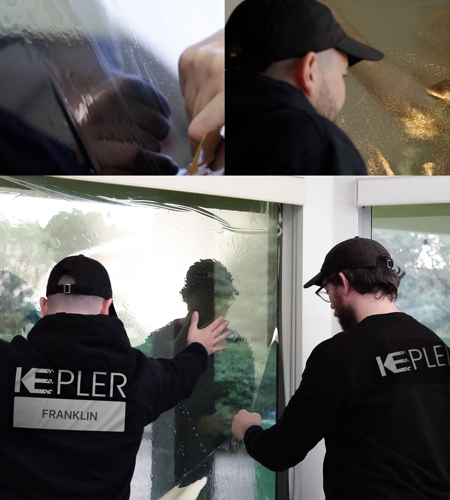 Kepler Technician Fitting Ceramic Window Tint to Home in Franklin