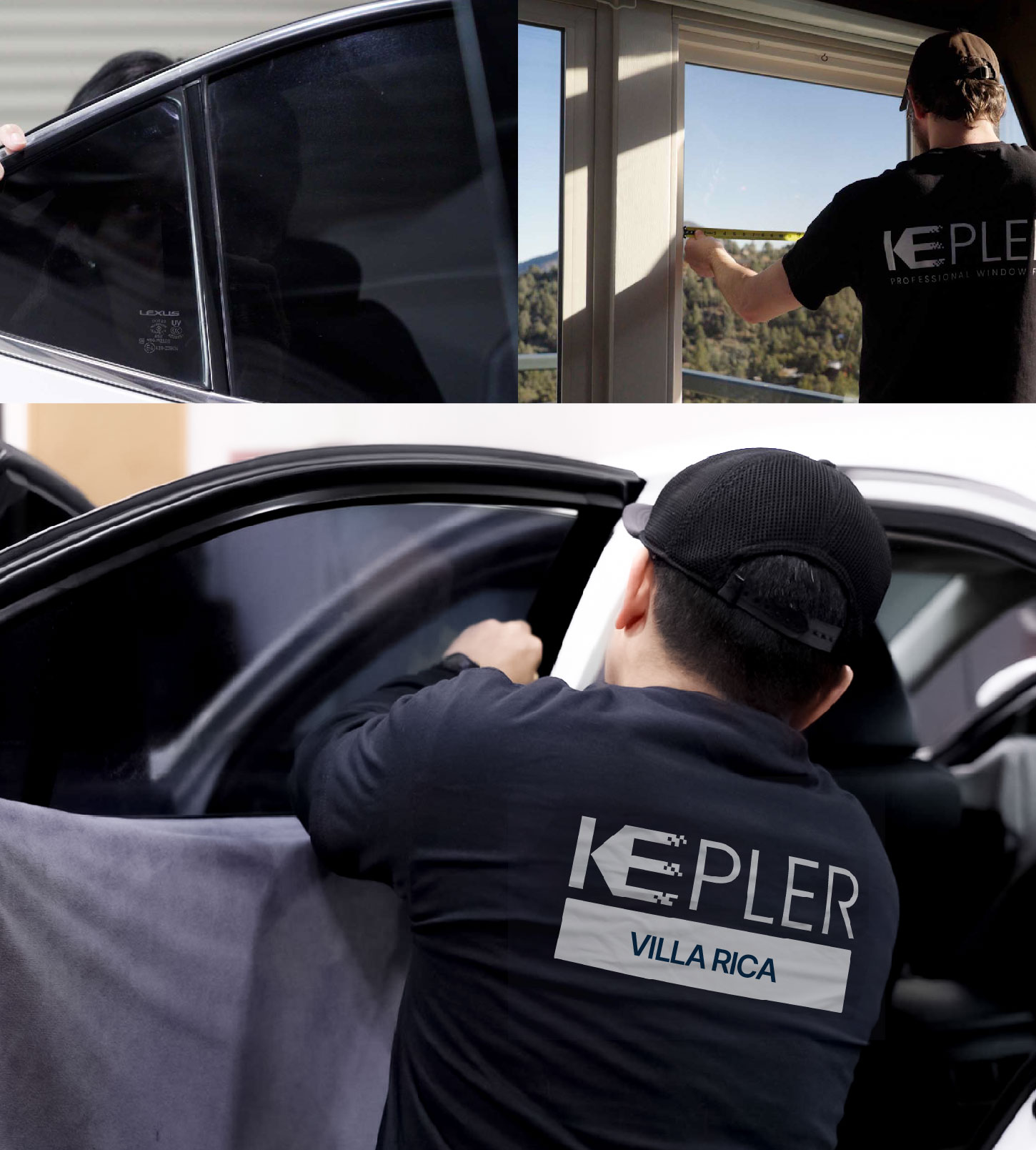 Automotive Window Tinting Expert Applying Film in Villa Rica, Georgia