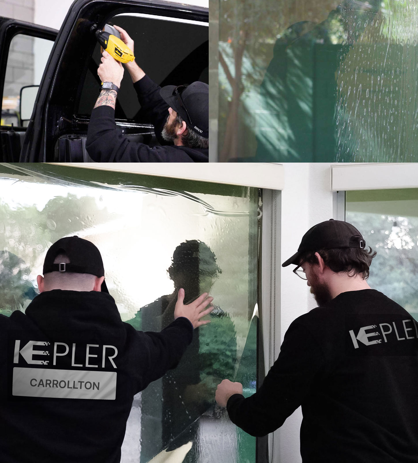 Expert Technician Applying Ceramic Window Tint to Home in Carrollton