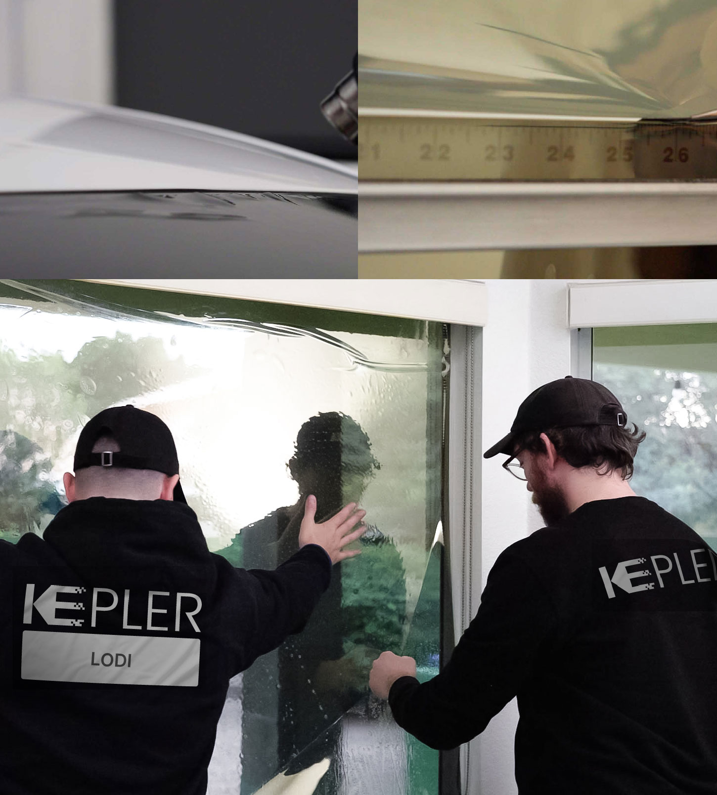 Expert Technician Fitting Advanced Window Tint to Home in Lodi
