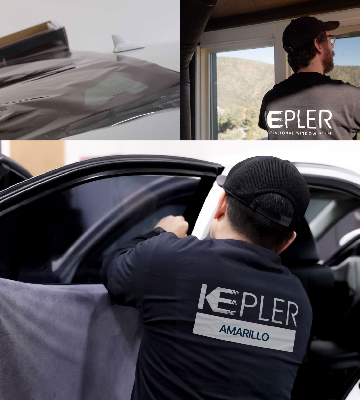 Automotive Window Tinting Expert Applying Film in Amarillo, Texas