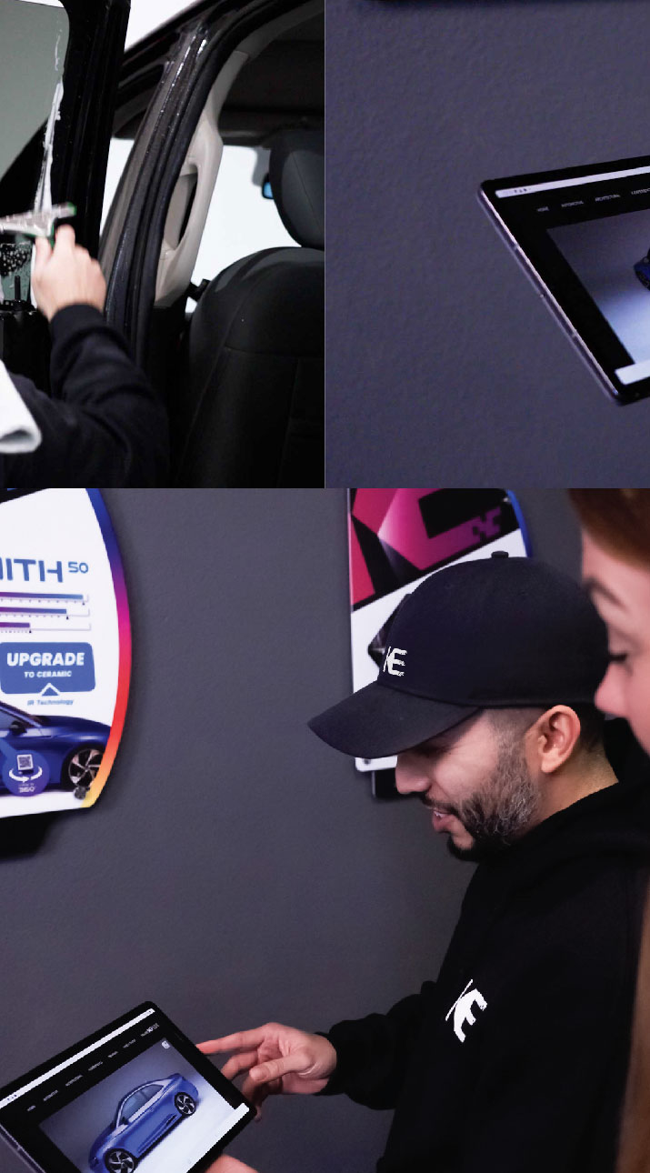 Kepler Dealer Showing Car Window Film Options to Customer in Turlock, California