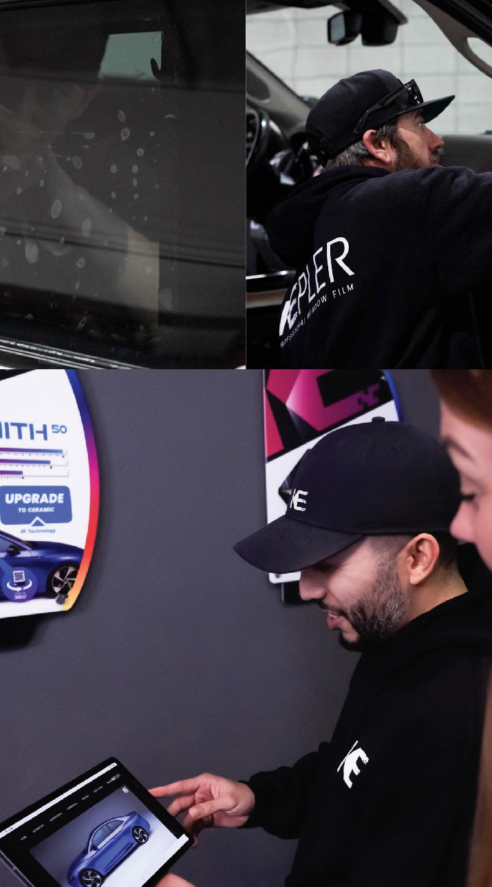 Kepler Dealer Showing Car Window Film Options to Customer in Ridgewood, New Jersey