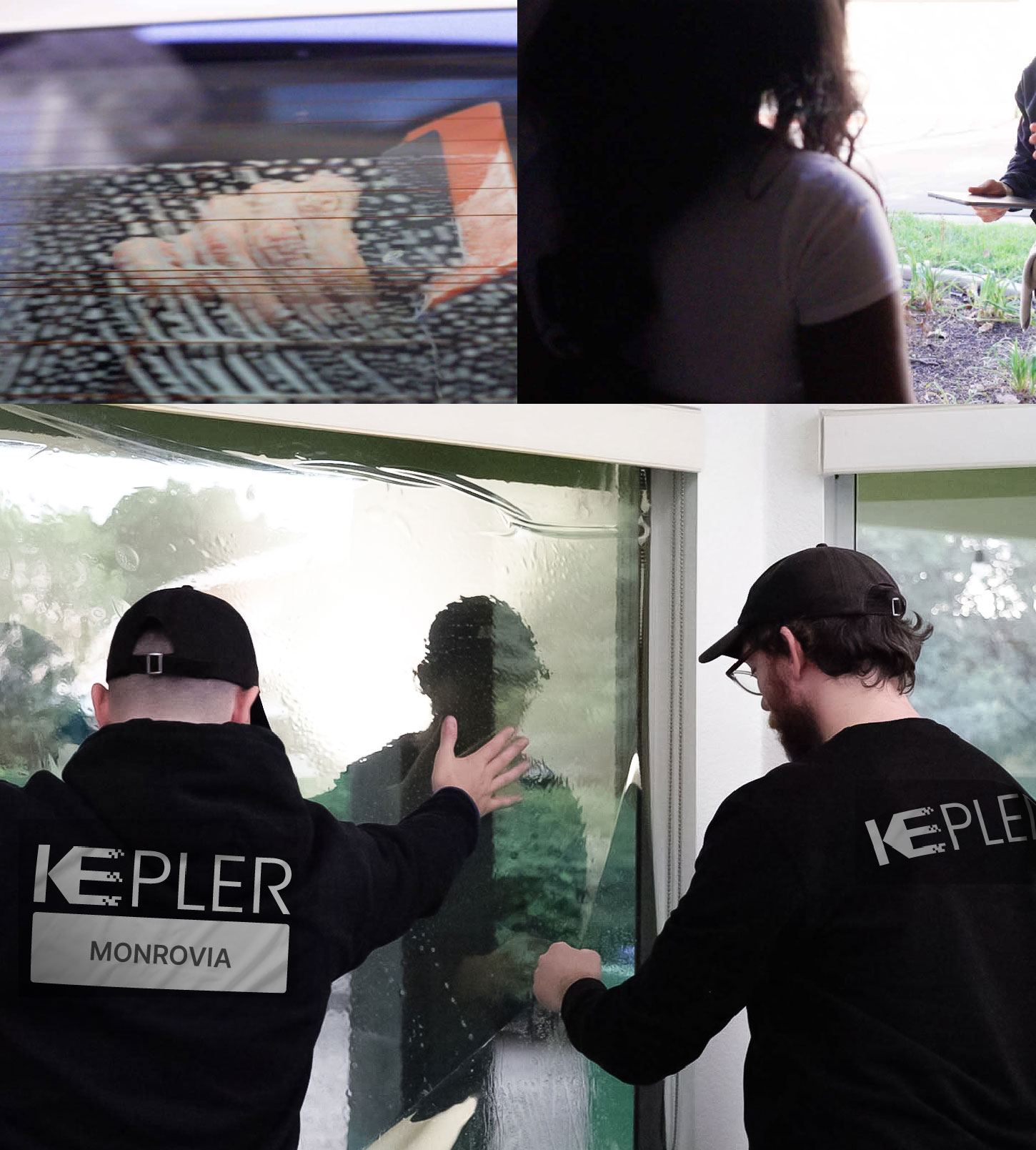 Kepler Technician Fitting Ceramic Window Tint to Home in Monrovia