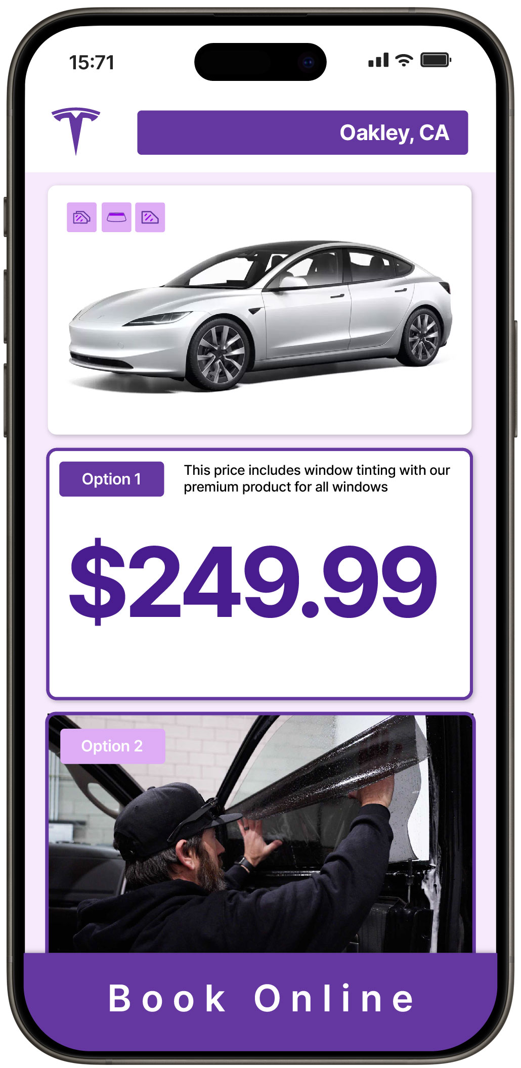 View Reasonable Tesla Window Tinting Rates in Oakley, California