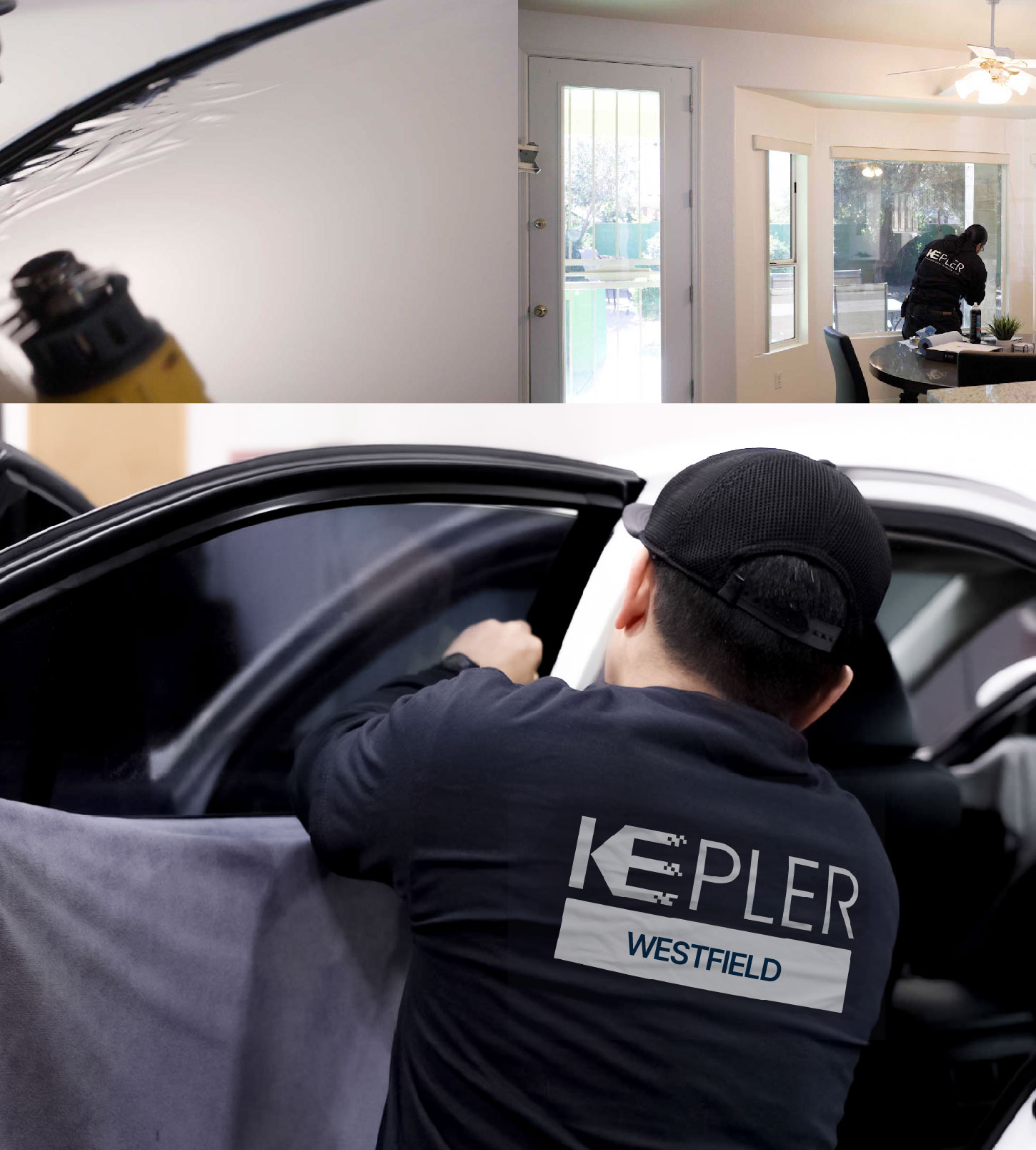 Automotive Window Tinting Expert Applying Film in Westfield, New Jersey