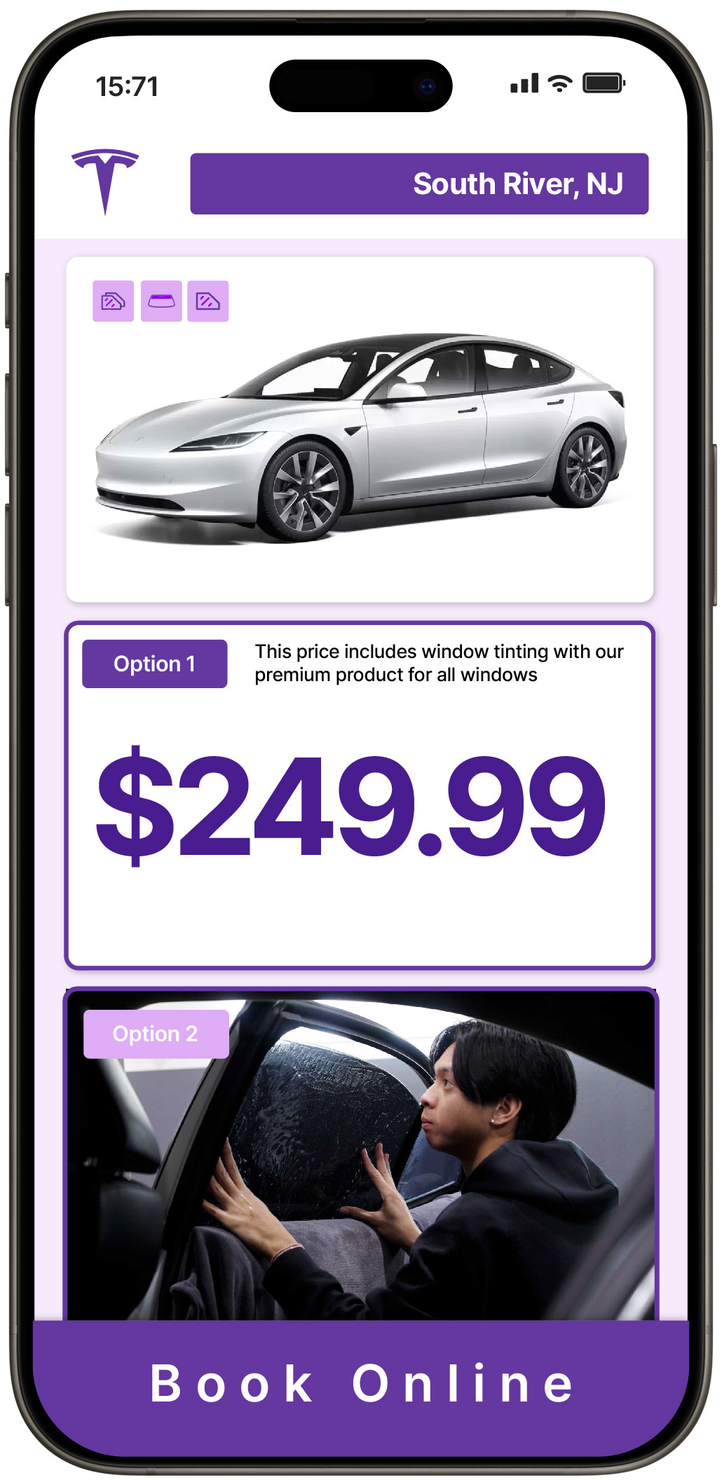 View Affordable Tesla Window Tinting Costs in South River, New Jersey