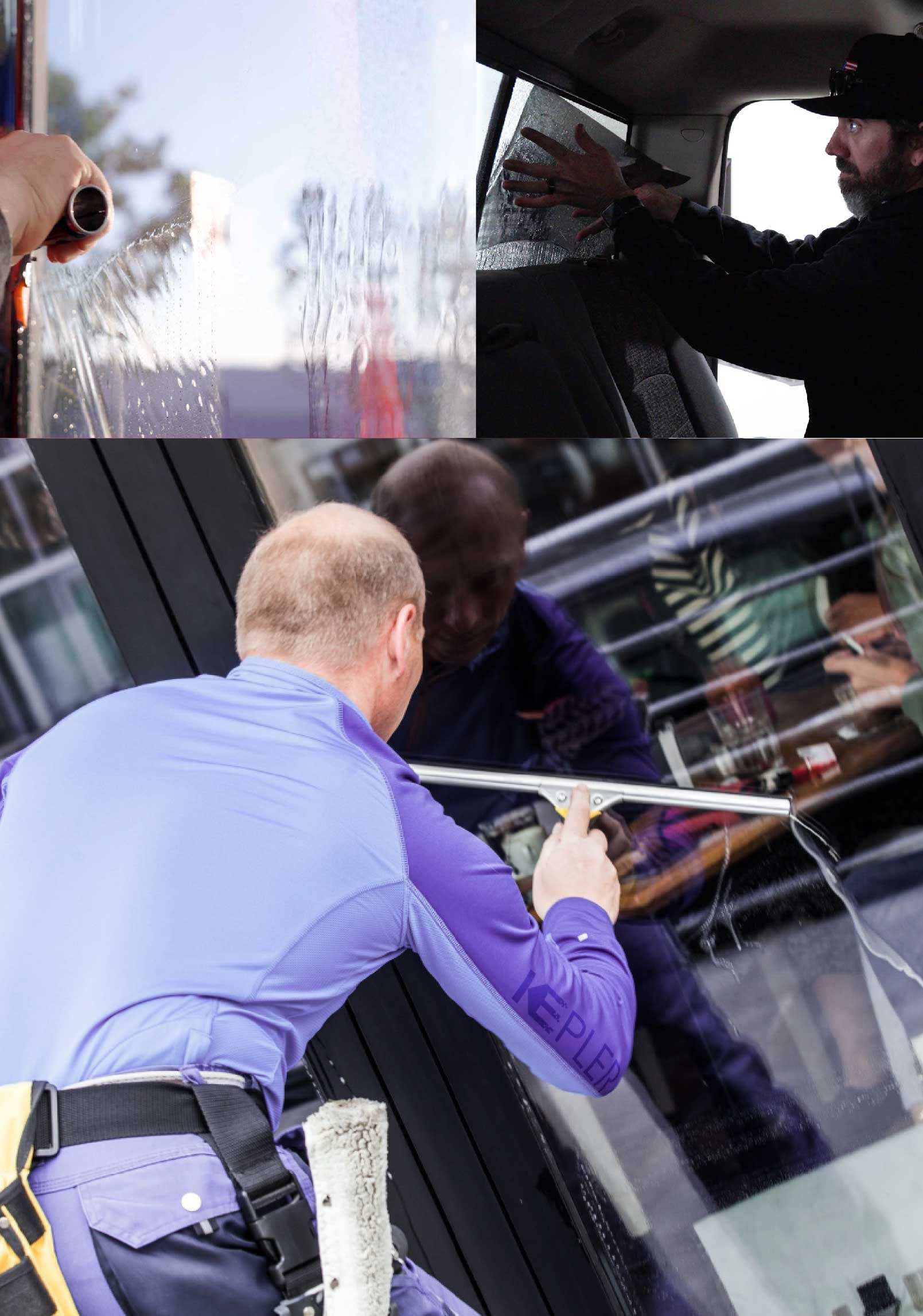 Kepler Professional Applying Anti-Graffiti Window Film to a Mishawaka Shop Front