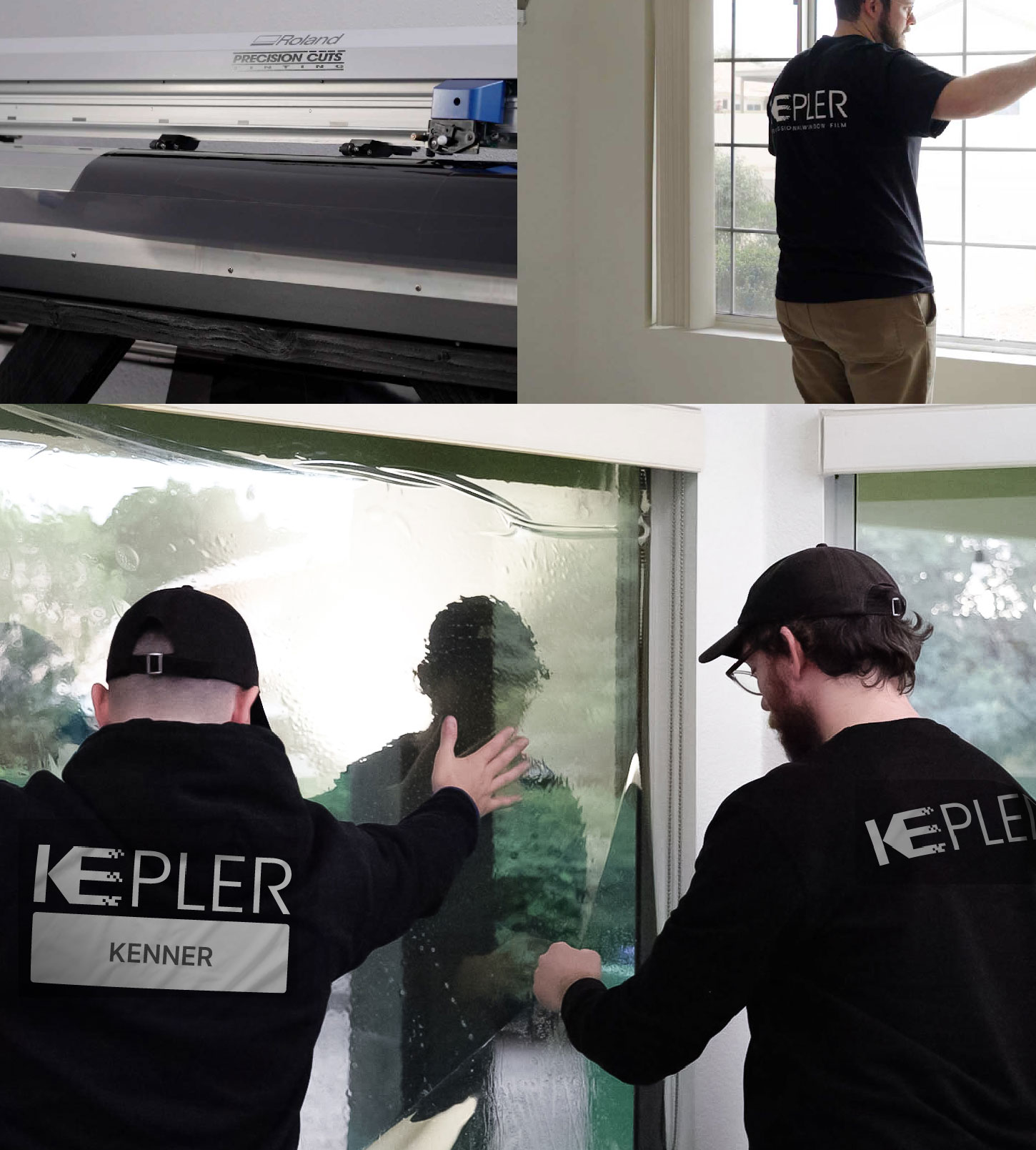 Expert Technician Installing High-tech Window Tint to Home in Kenner
