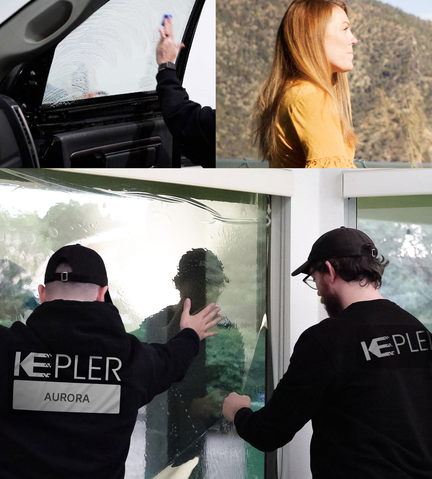 Expert Technician Installing Ceramic Window Tint to Home in Aurora