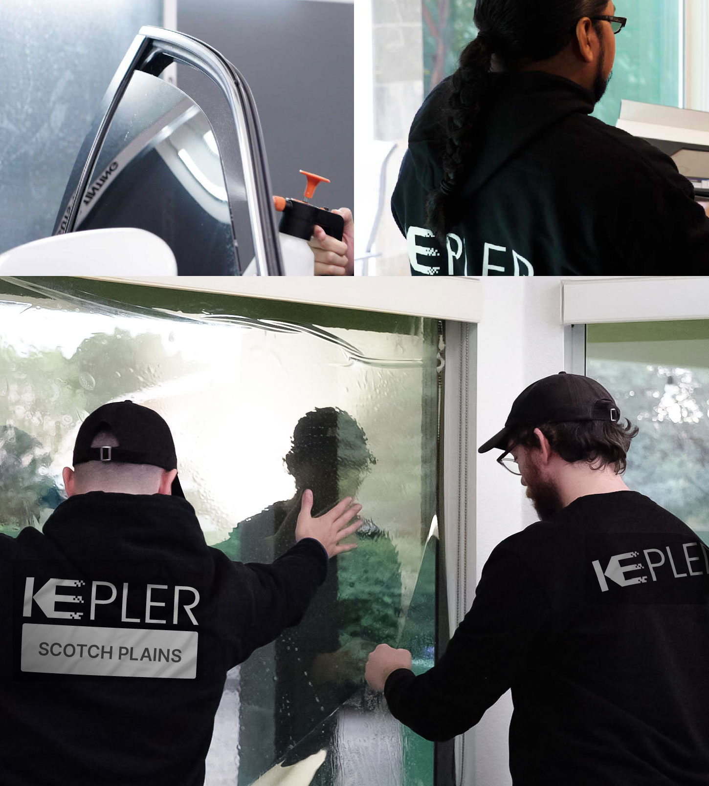 Expert Technician Fitting Ceramic Window Tint to Home in Scotch Plains