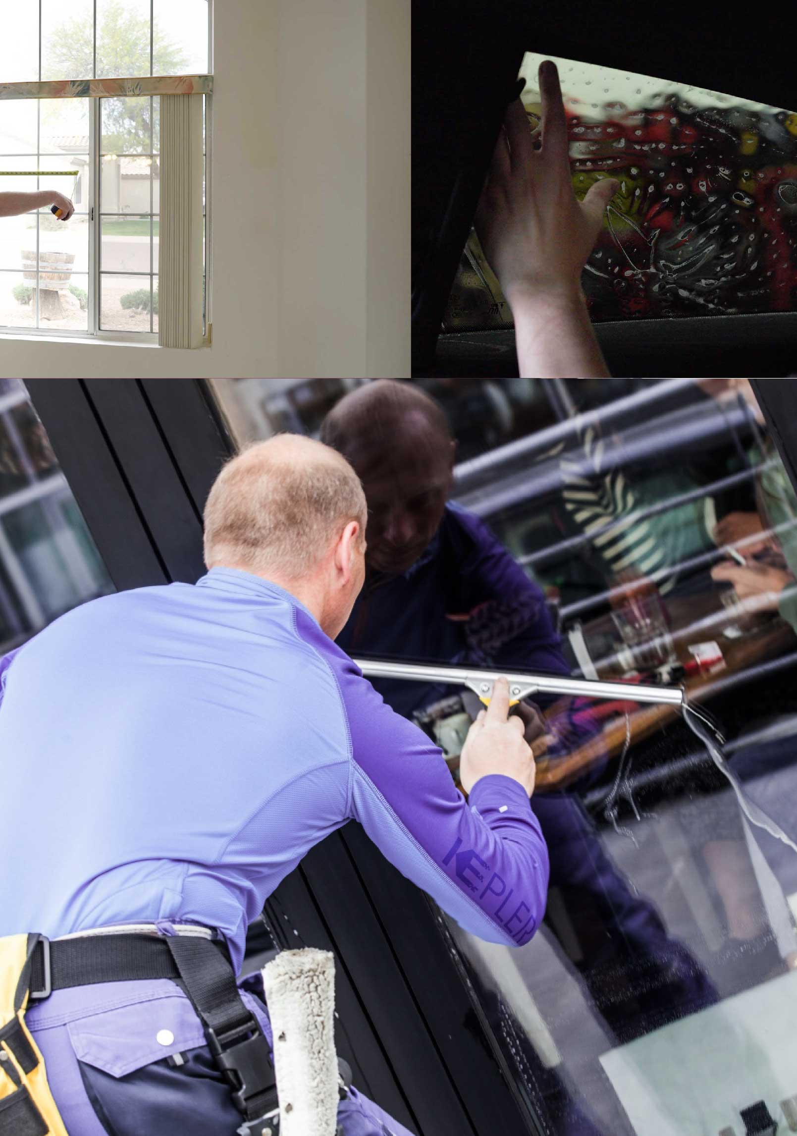 Kepler Professional Applying Anti-Graffiti Window Film to a Stow Shop Front