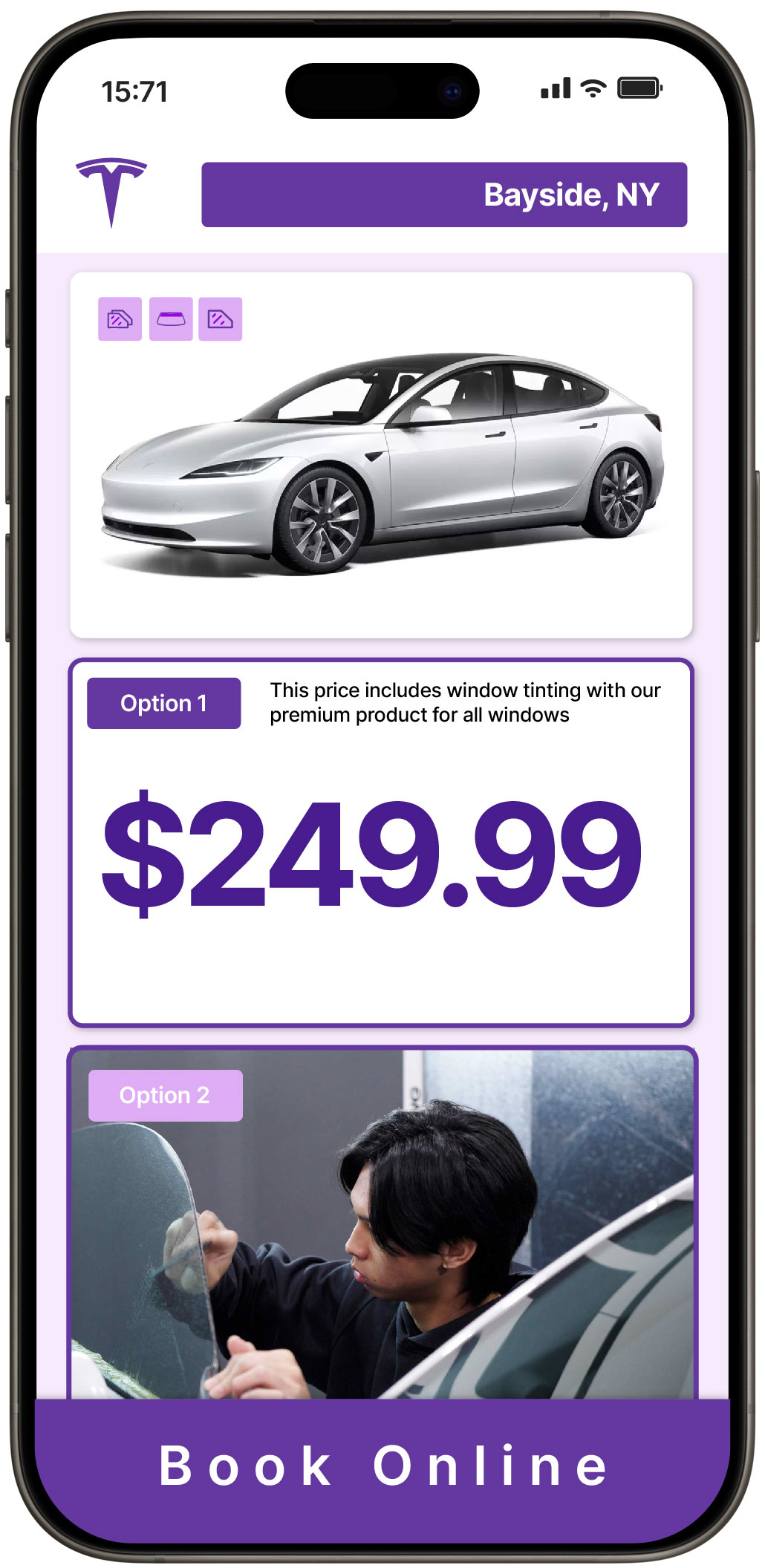 View Competitive Tesla Window Tinting Rates in Bayside, New York