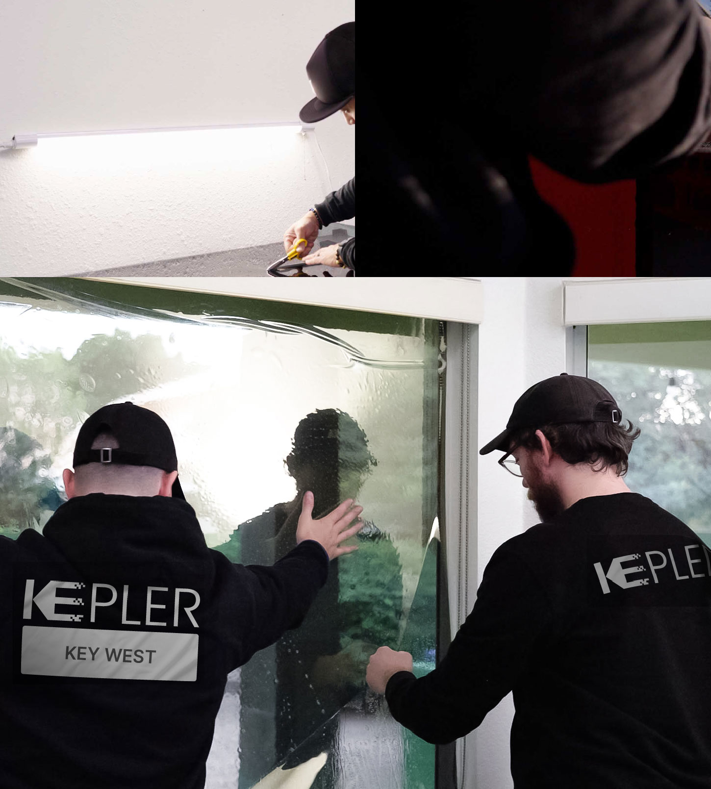 Expert Technician Fitting Ceramic Window Tint to Home in Key West