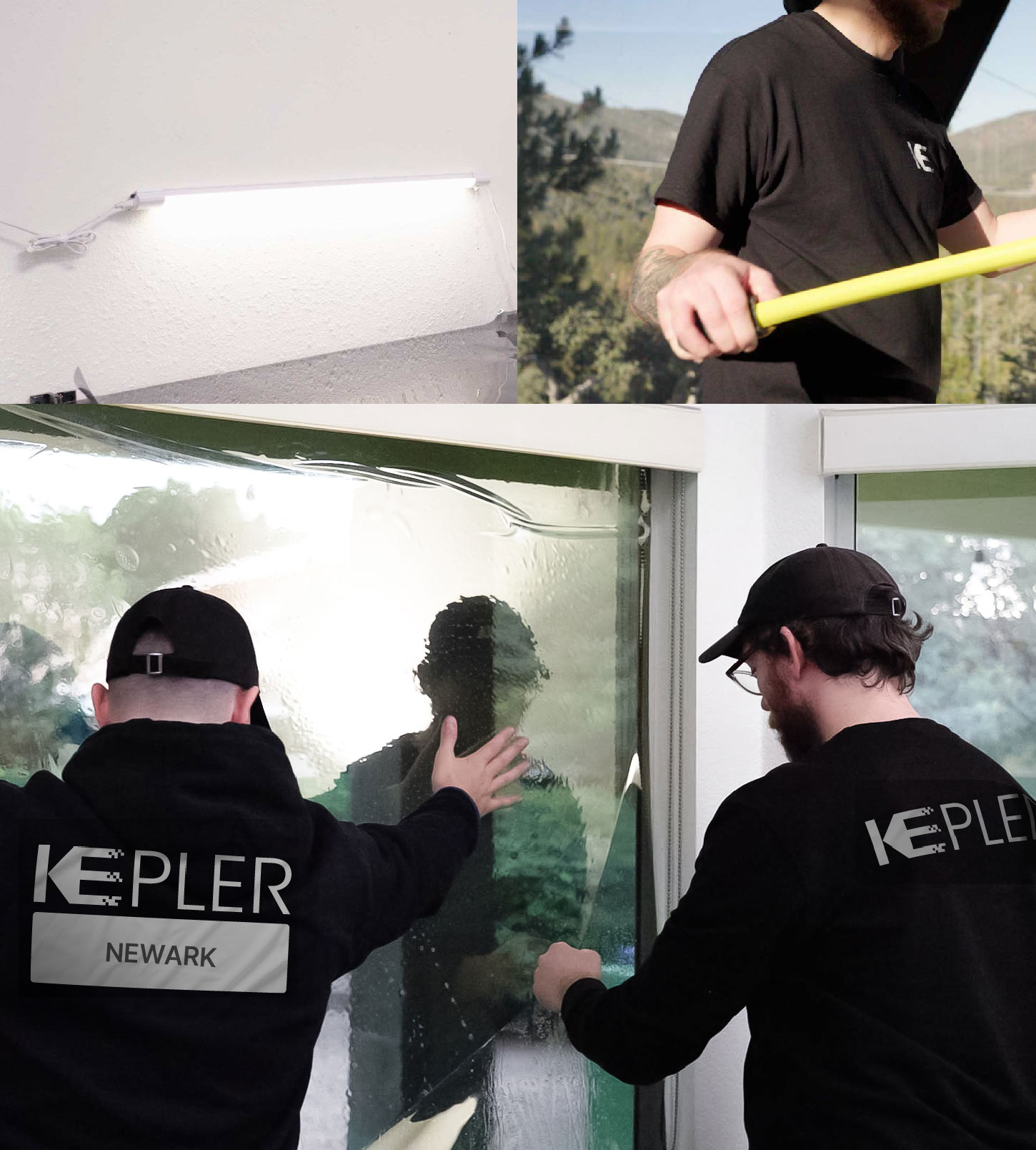 Kepler Technician Applying Ceramic Window Tint to Home in Newark