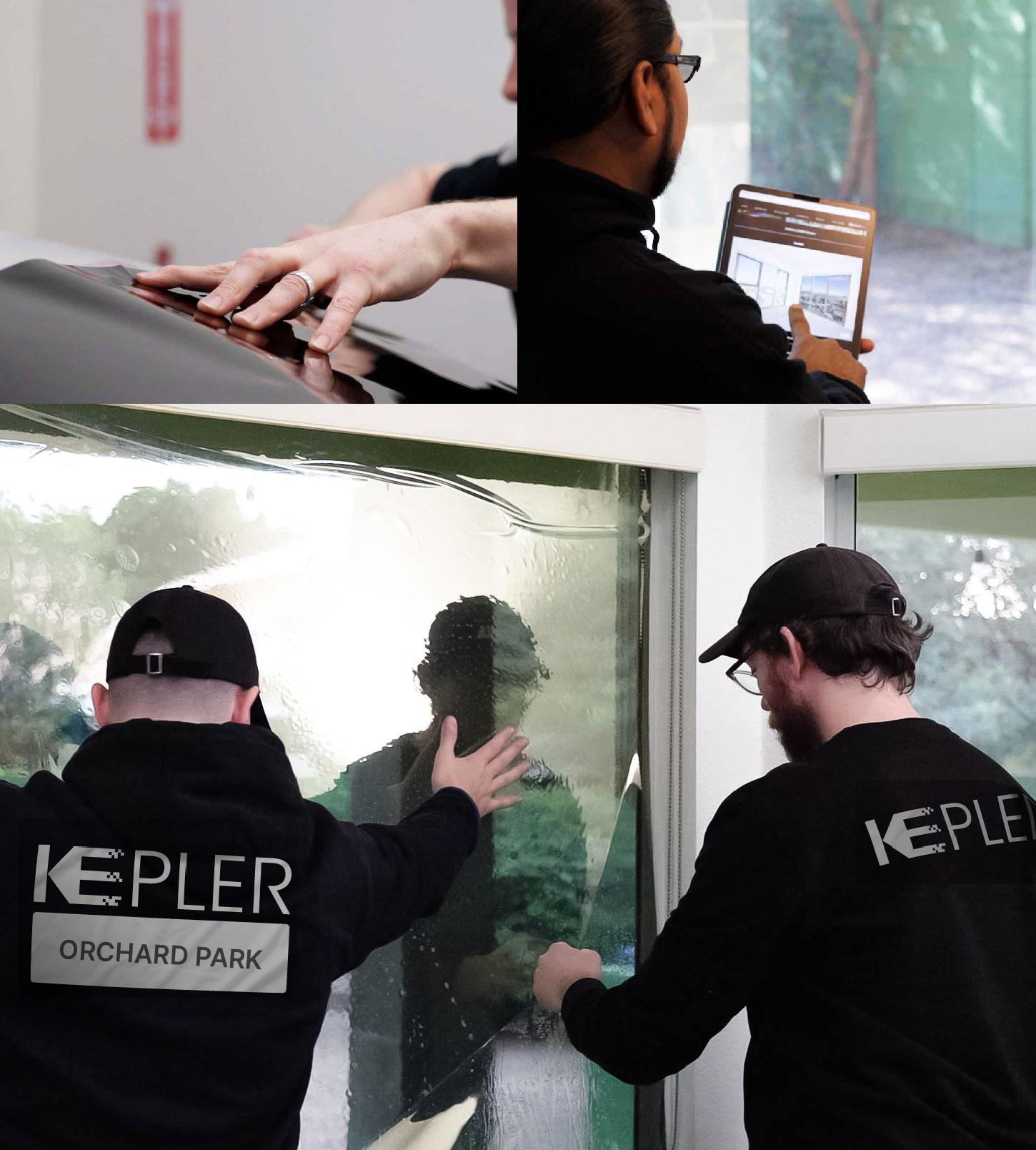 Kepler Technician Fitting Ceramic Window Tint to Home in Orchard Park