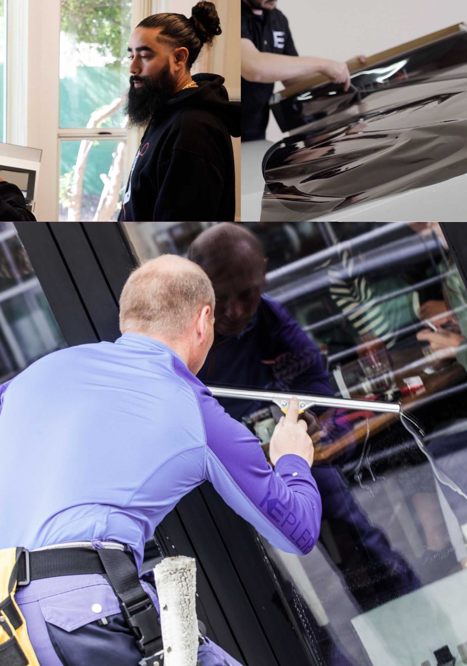 Kepler Expert Applying Anti-Graffiti Window Film to a Ansonia Shop Front