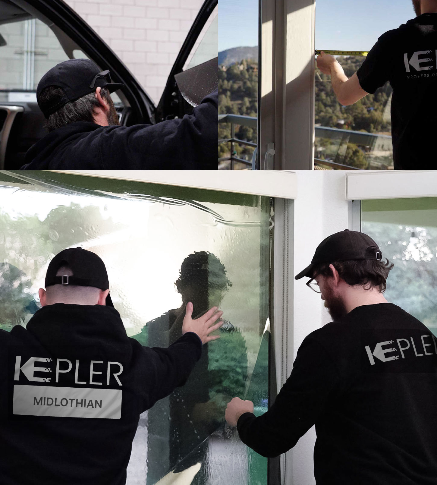 Kepler Technician Installing High-tech Window Tint to Home in Midlothian