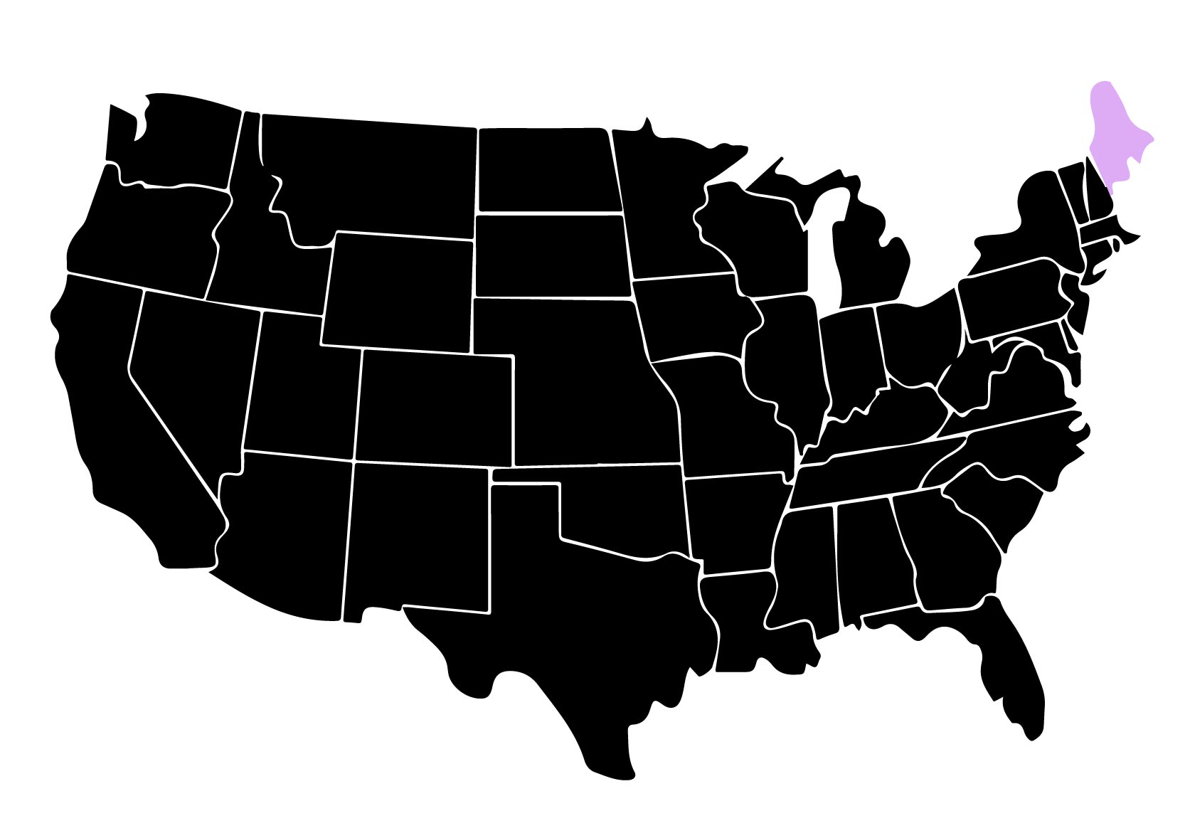 Map Showing Location of Kepler Window Tinters in Biddeford, Maine with Purple Area on the State