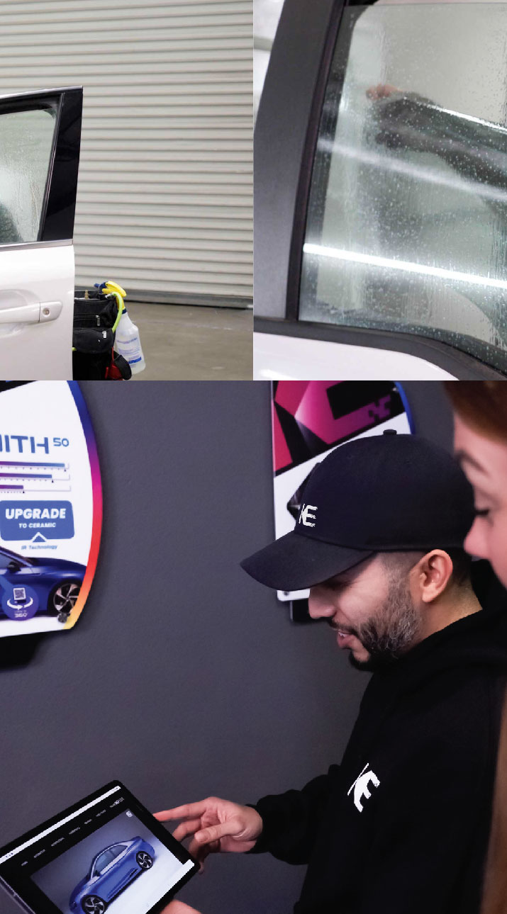 Kepler Dealer Showing Car Window Film Options to Customer in Graham, Washington