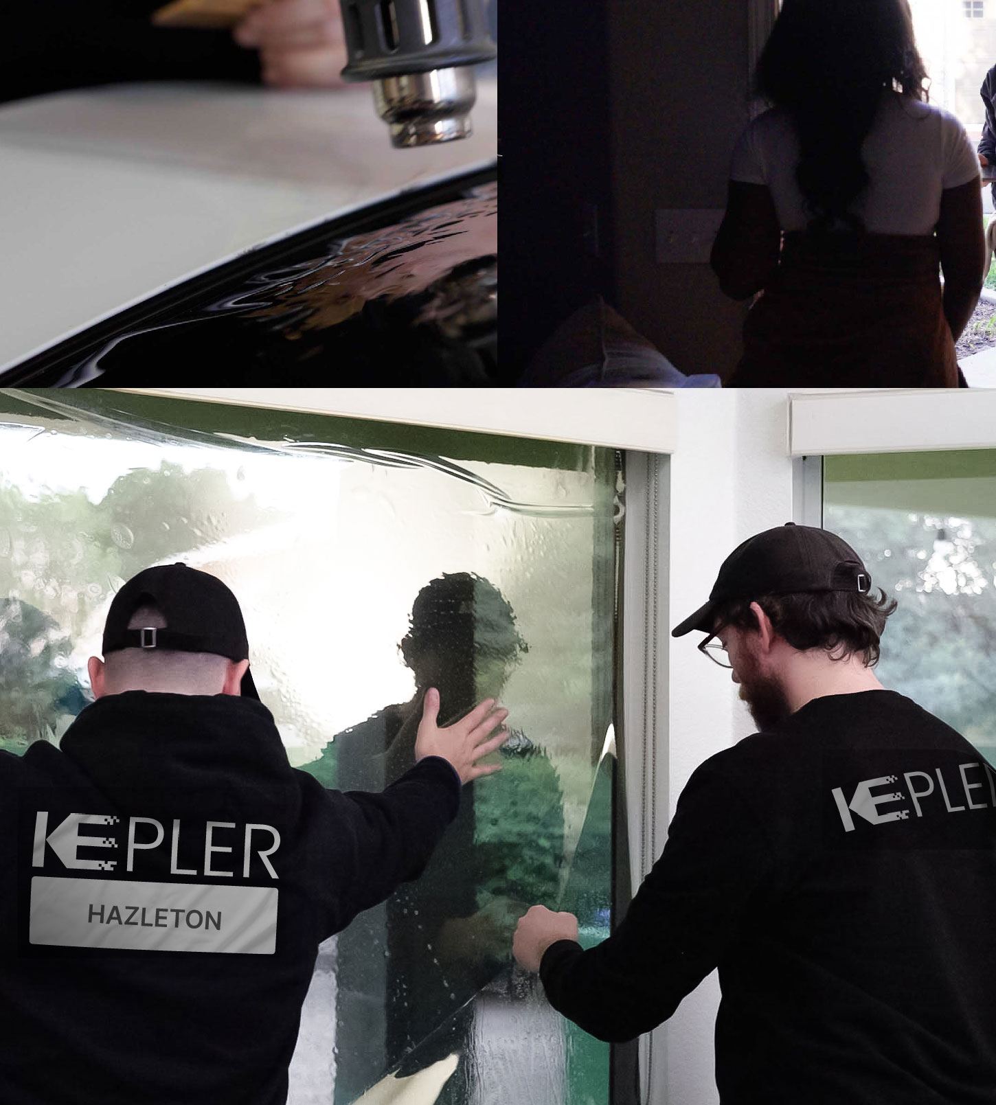 Expert Technician Installing High-tech Window Tint to Home in Hazleton