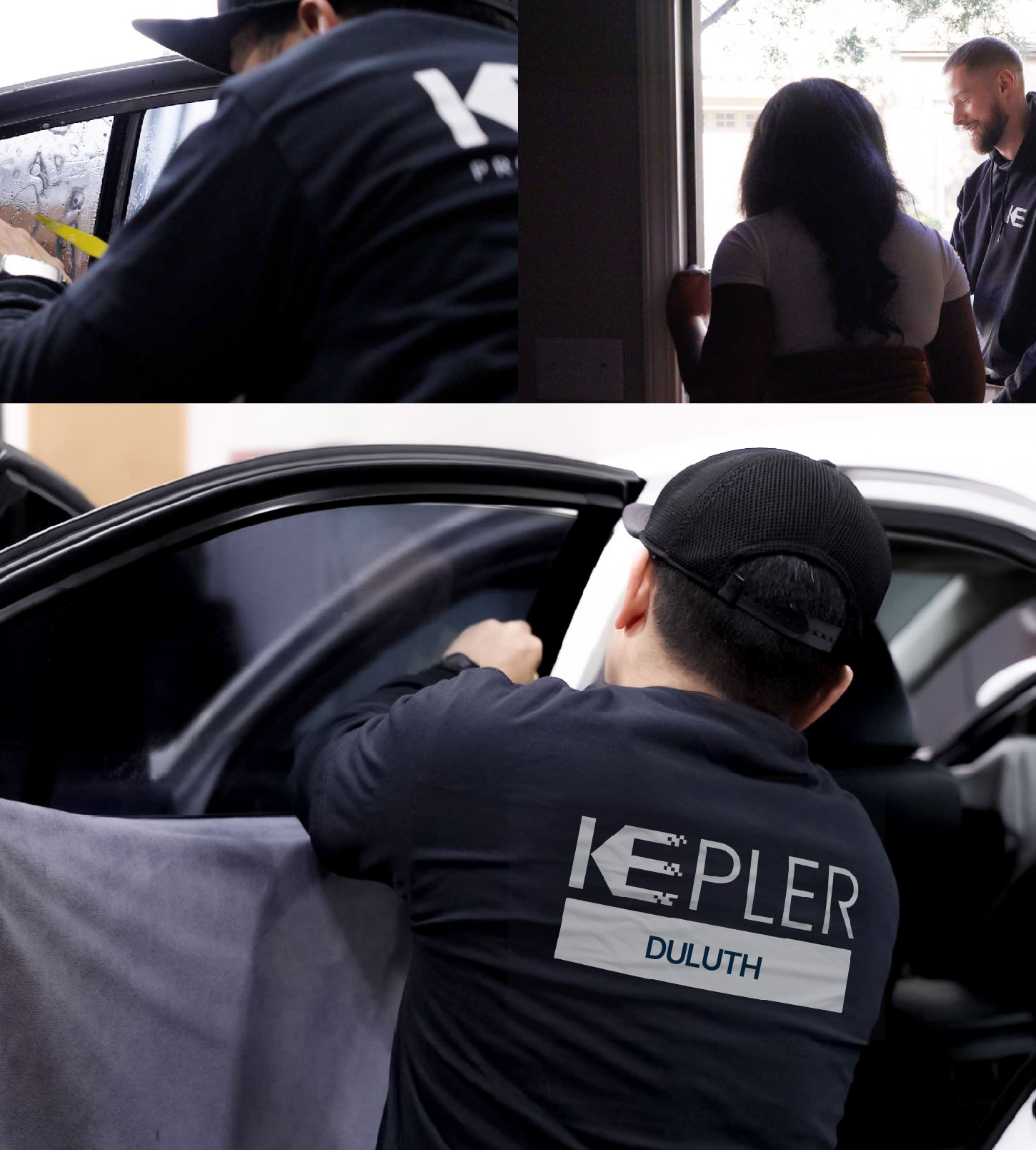 Automotive Window Tinting Expert Applying Film in Duluth, Georgia