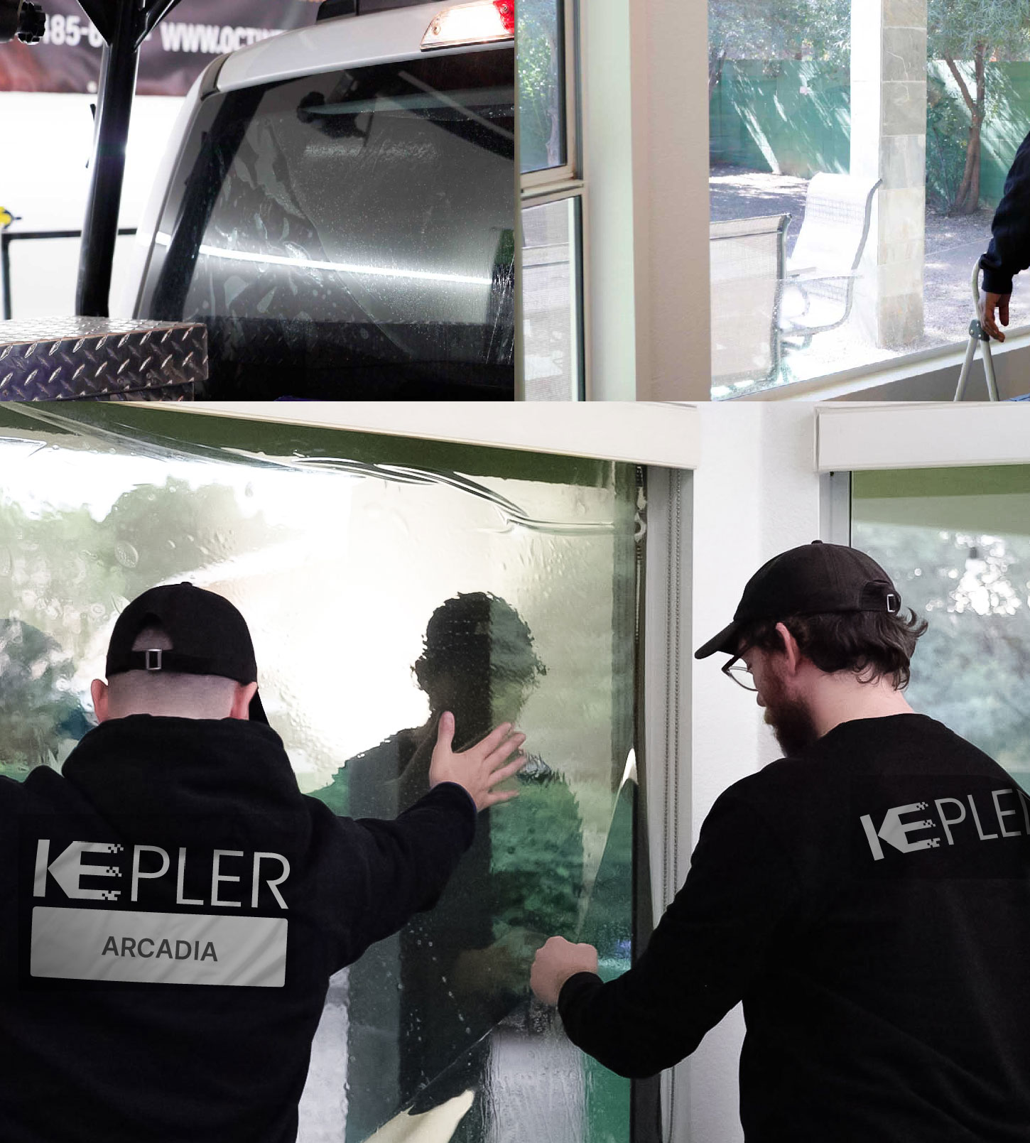 Kepler Technician Applying Advanced Window Tint to Home in Arcadia