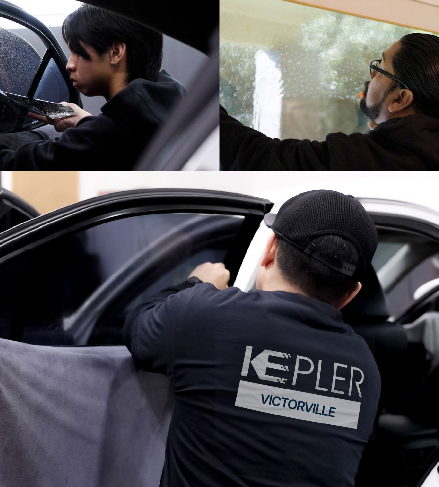 Automotive Window Tinting Expert Applying Film in Victorville, California