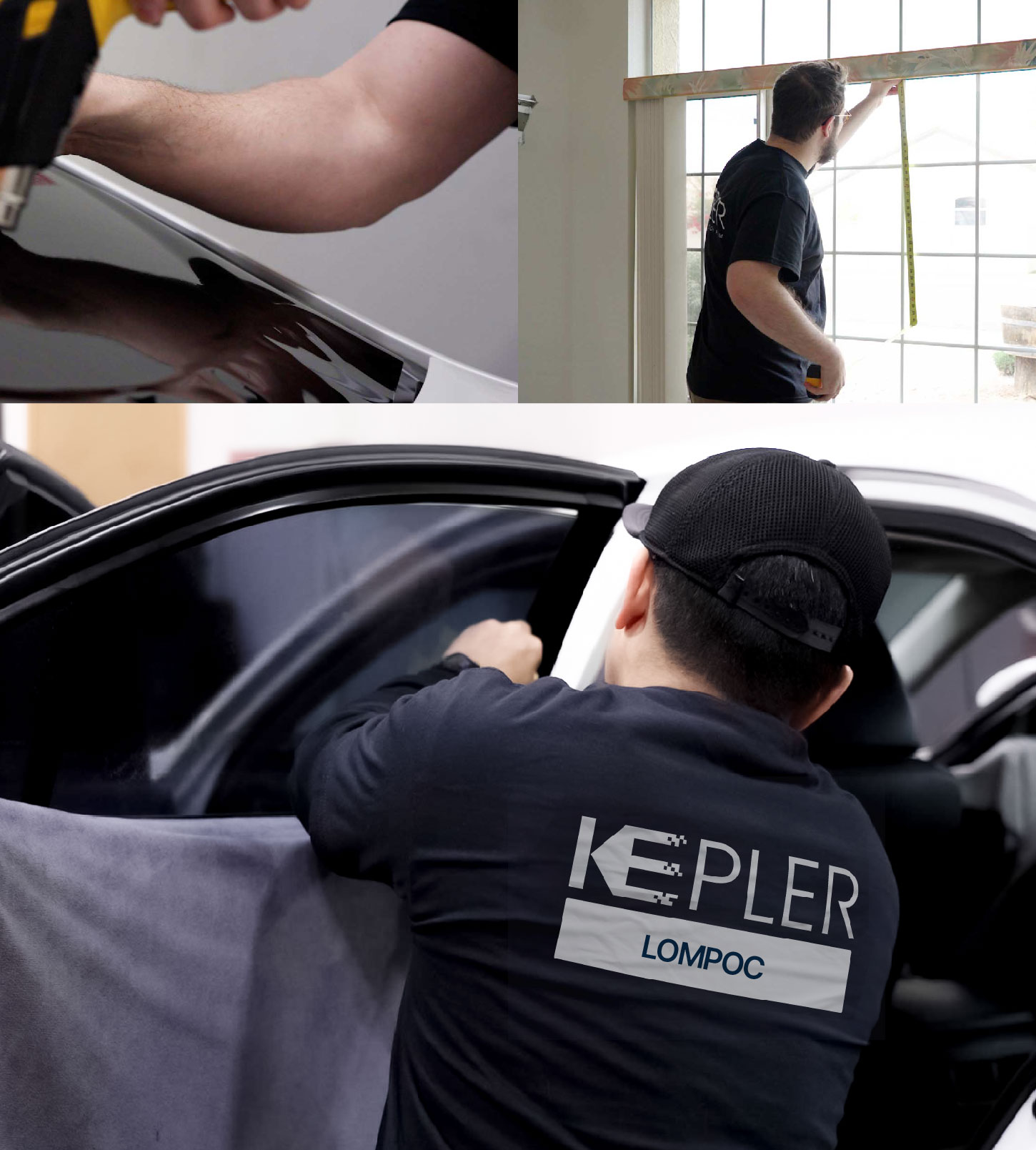 Automotive Window Tinting Expert Applying Film in Lompoc, California