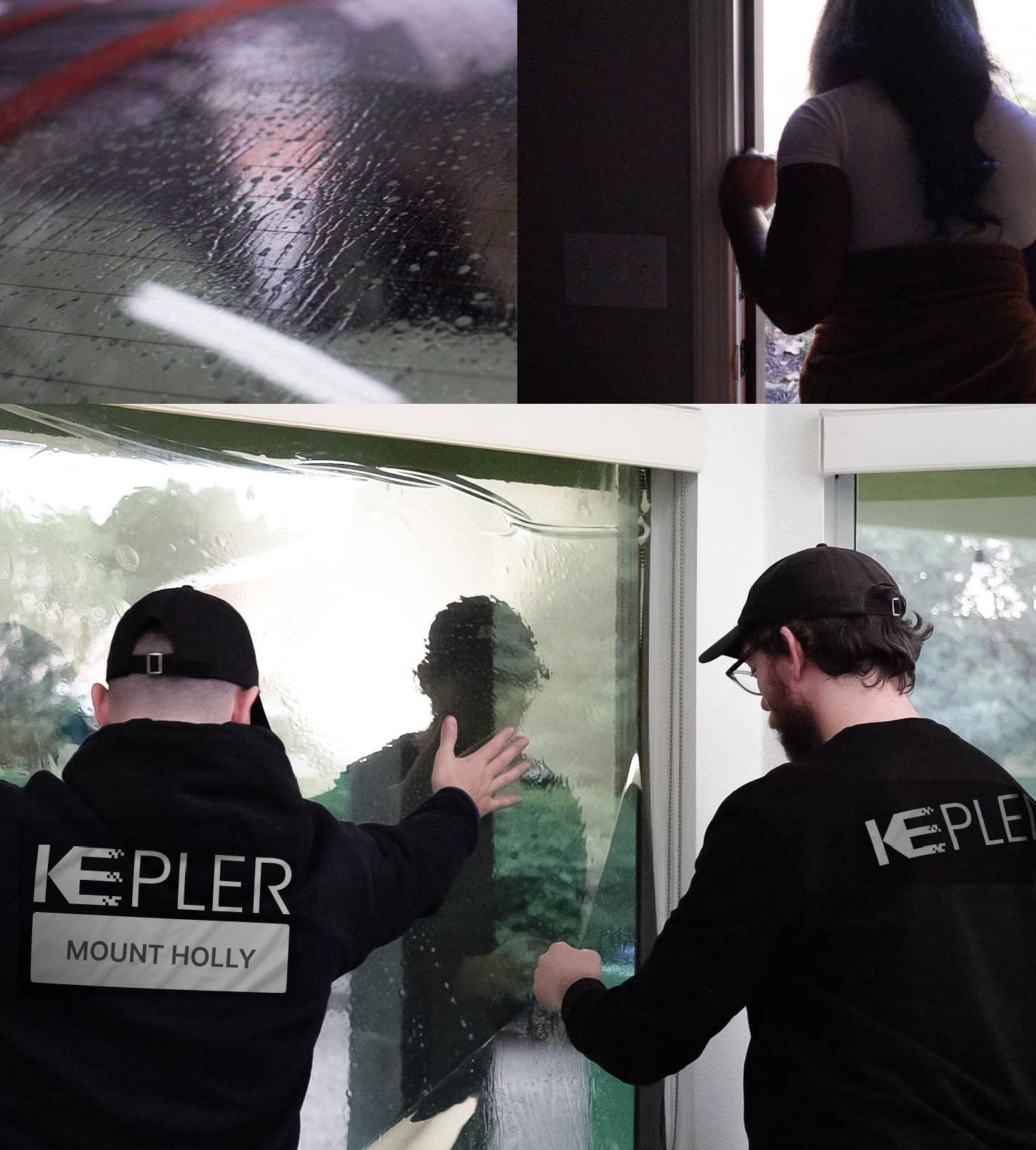 Expert Technician Applying Ceramic Window Tint to Home in Mount Holly