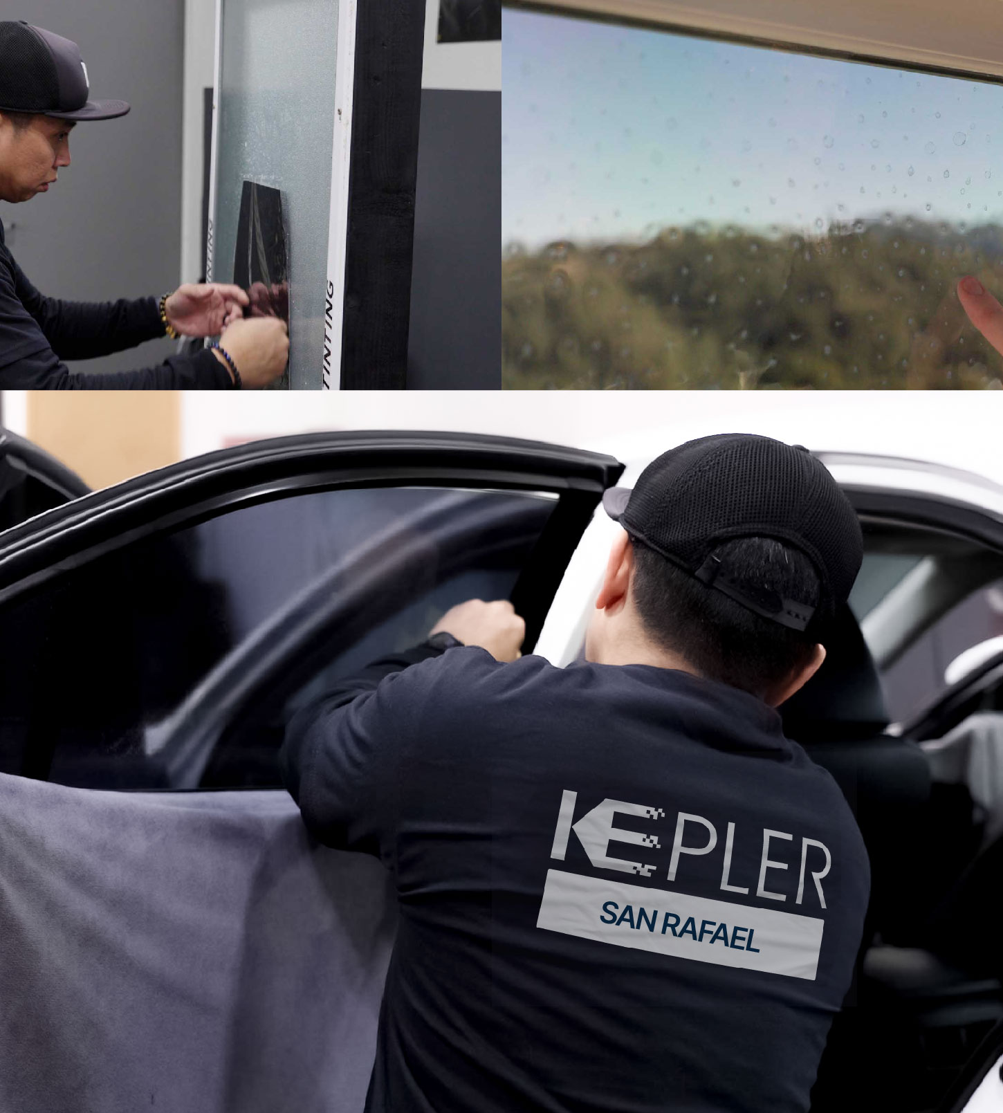 Automotive Window Tinting Expert Applying Film in San Rafael, California