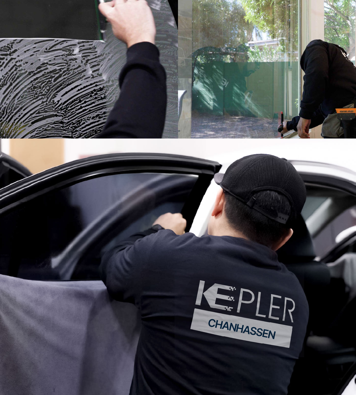 Automotive Window Tinting Expert Applying Film in Chanhassen, Minnesota