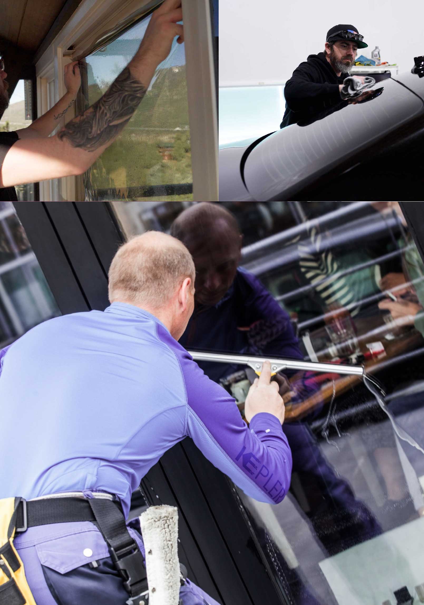 Kepler Skilled Applying Anti-Graffiti Window Film to a Blythe Shop Front