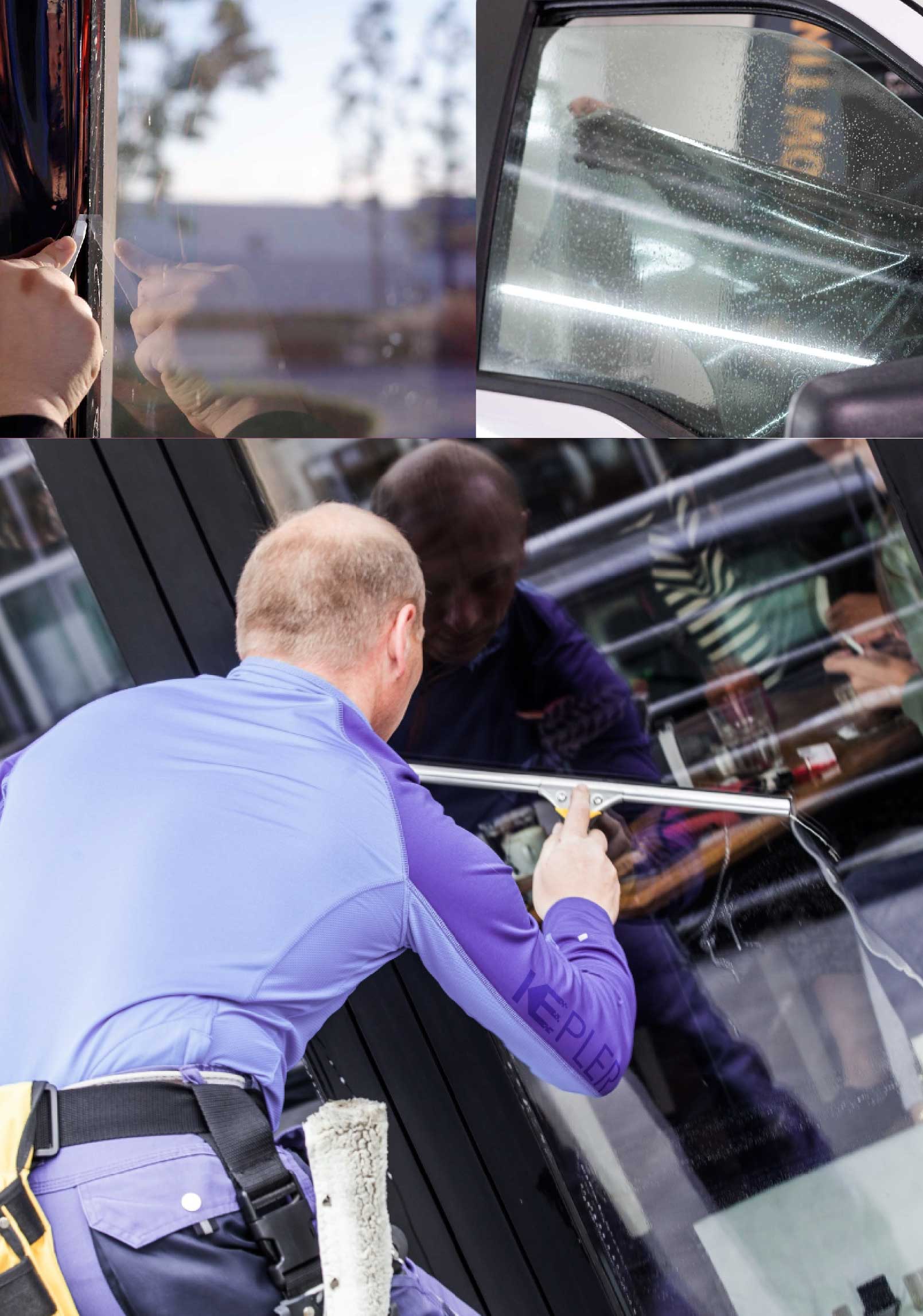 Kepler Professional Applying Anti-Graffiti Window Film to a Fort Wayne Shop Front
