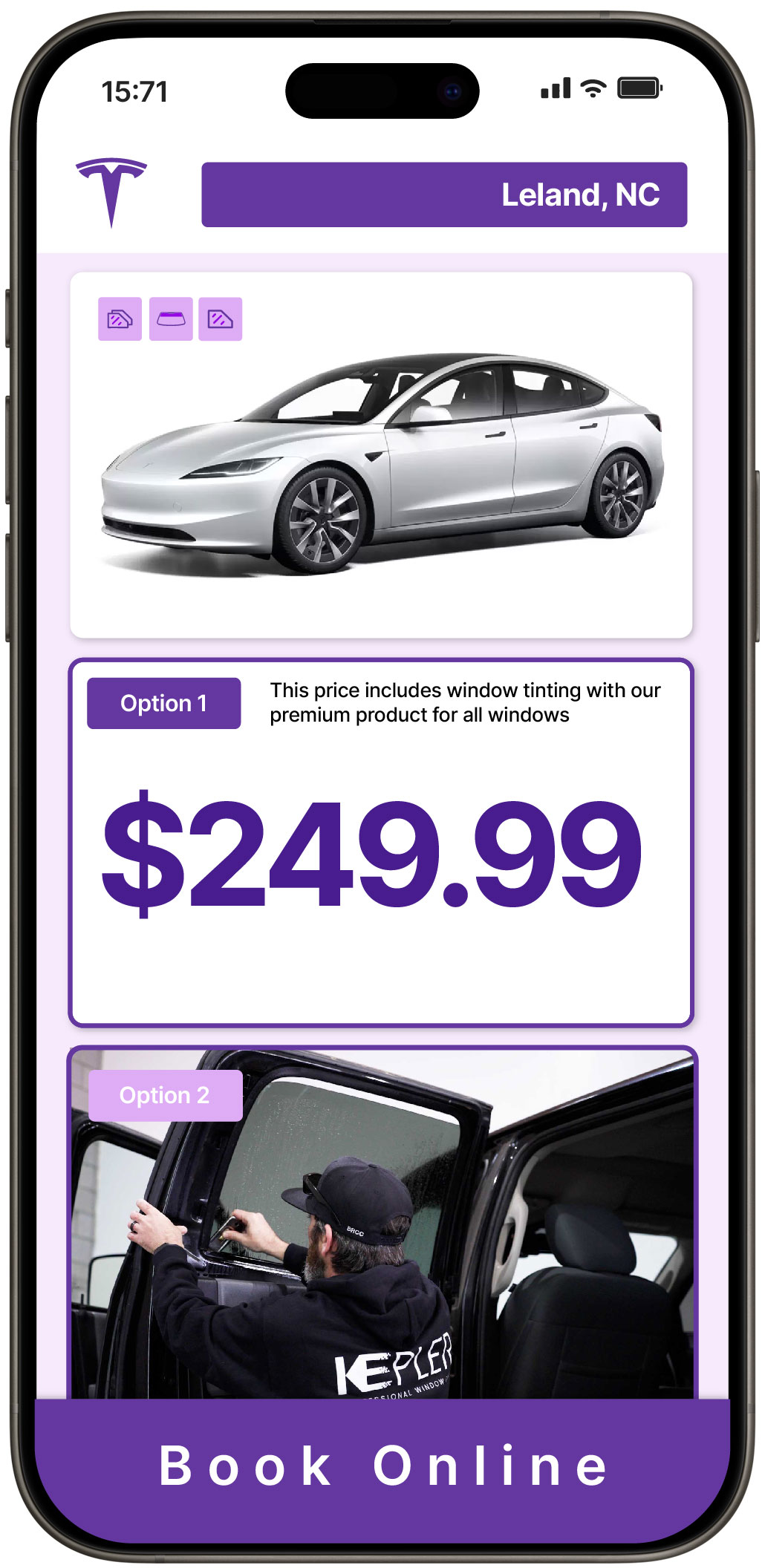 View Reasonable Tesla Window Tinting Rates in Leland, North Carolina