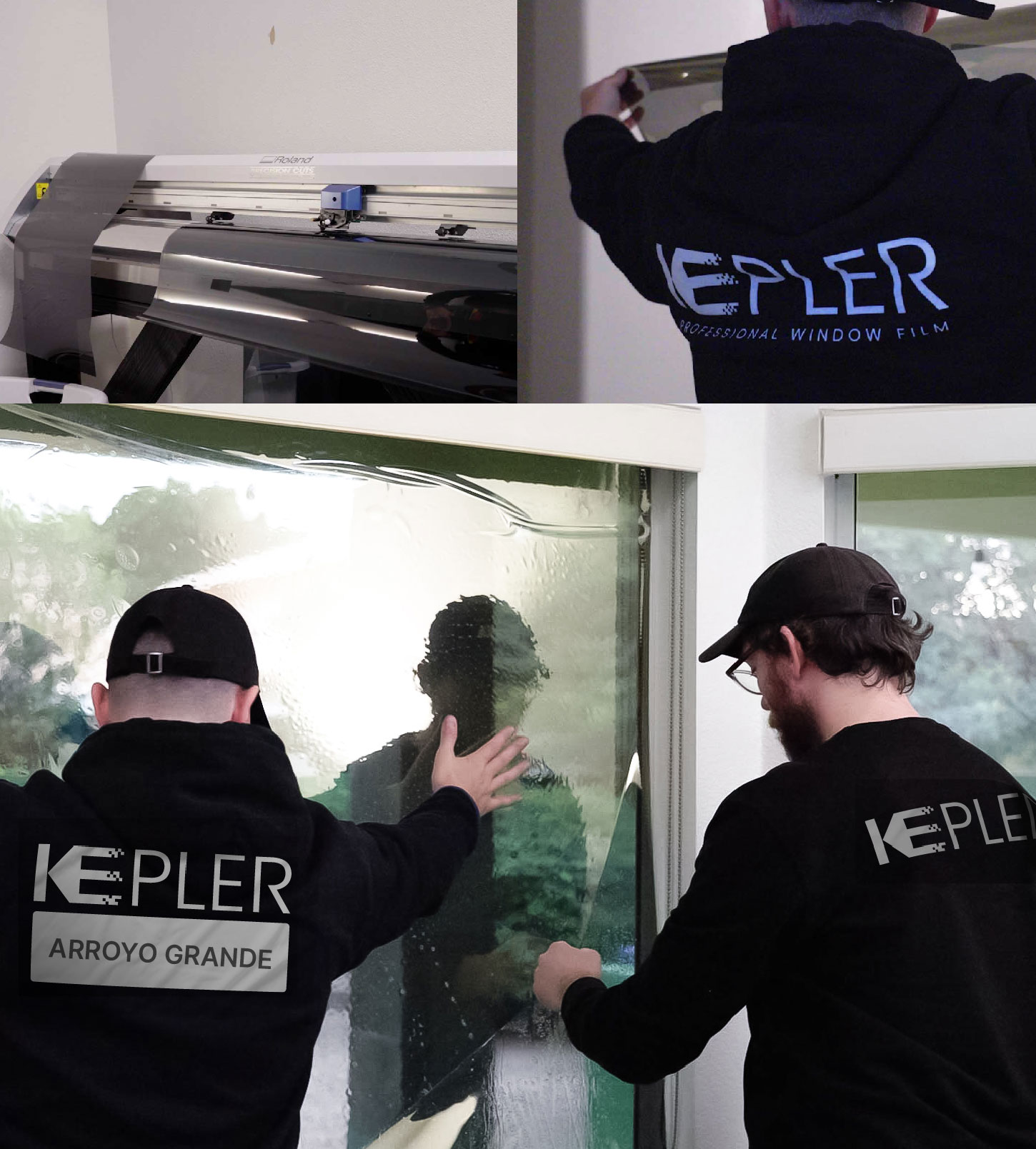 Expert Technician Applying Ceramic Window Tint to Home in Arroyo Grande