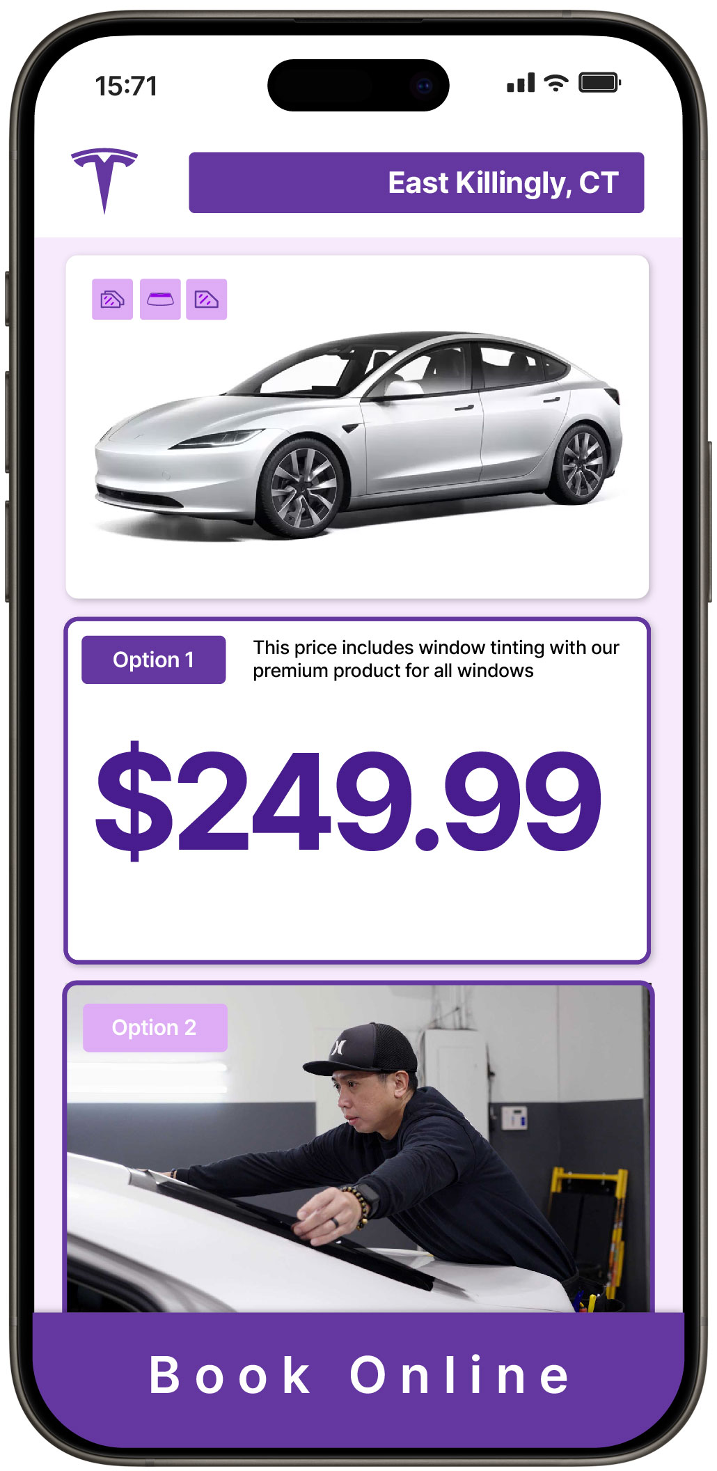 View Affordable Tesla Window Tinting Prices in East Killingly, Connecticut