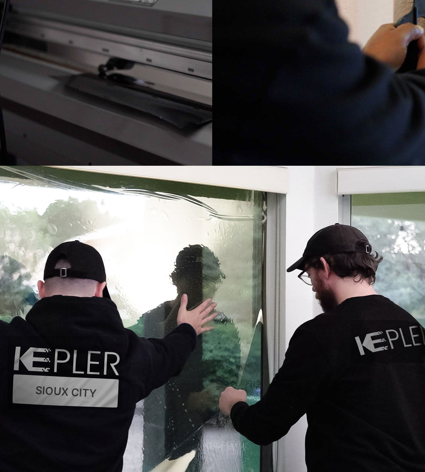 Expert Technician Installing High-tech Window Tint to Home in Sioux City